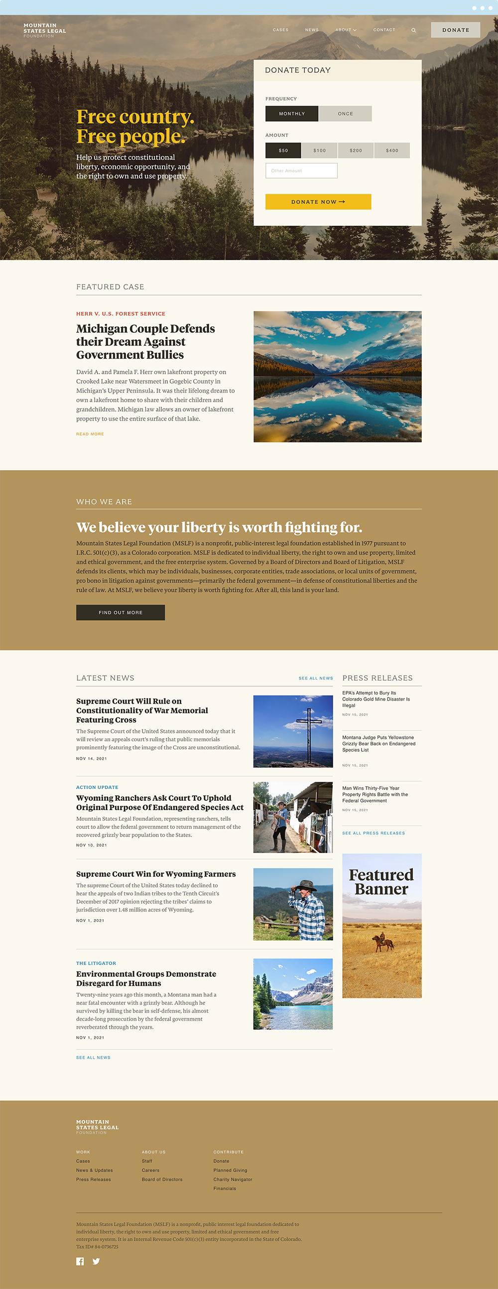 Mountain State Legal Foundation - Freelance Web Design & Homepage Design by Chris Atkins Design