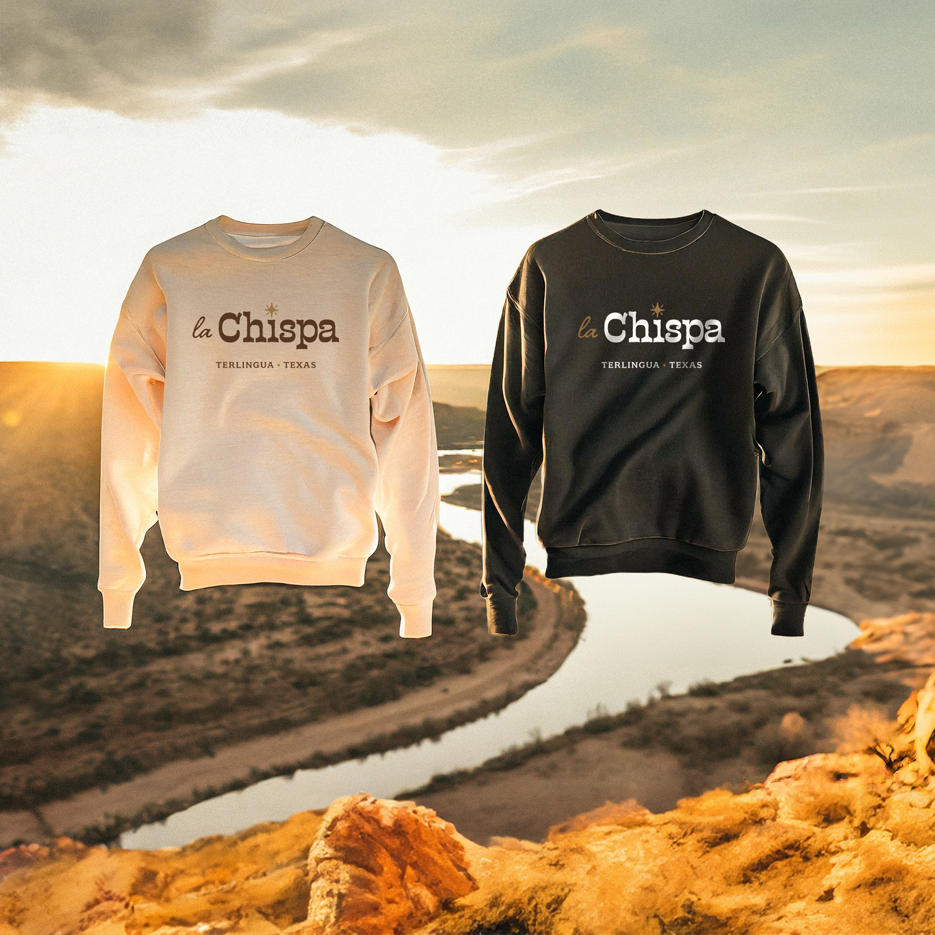 Apparel sweatshirt design for La Chispa with logo and brand identity design by Chris Atkins Design