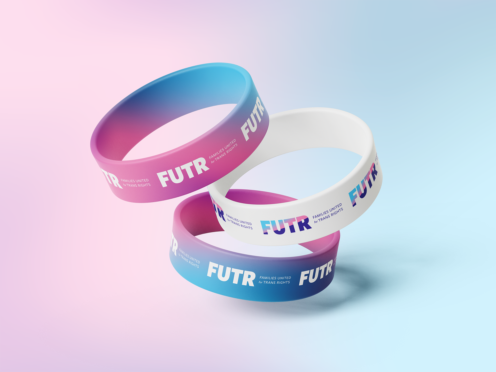 FUTR: Families United for Trans Rights wristband and brand identity by Chris Atkins Design