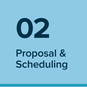 step 2 - proposal & scheduling - Brand identity, graphic design, and web design process