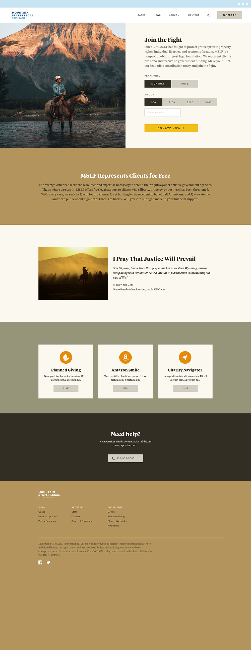 Mountain State Legal Foundation - Freelance Web Design & Sub-epage Design by Chris Atkins Design