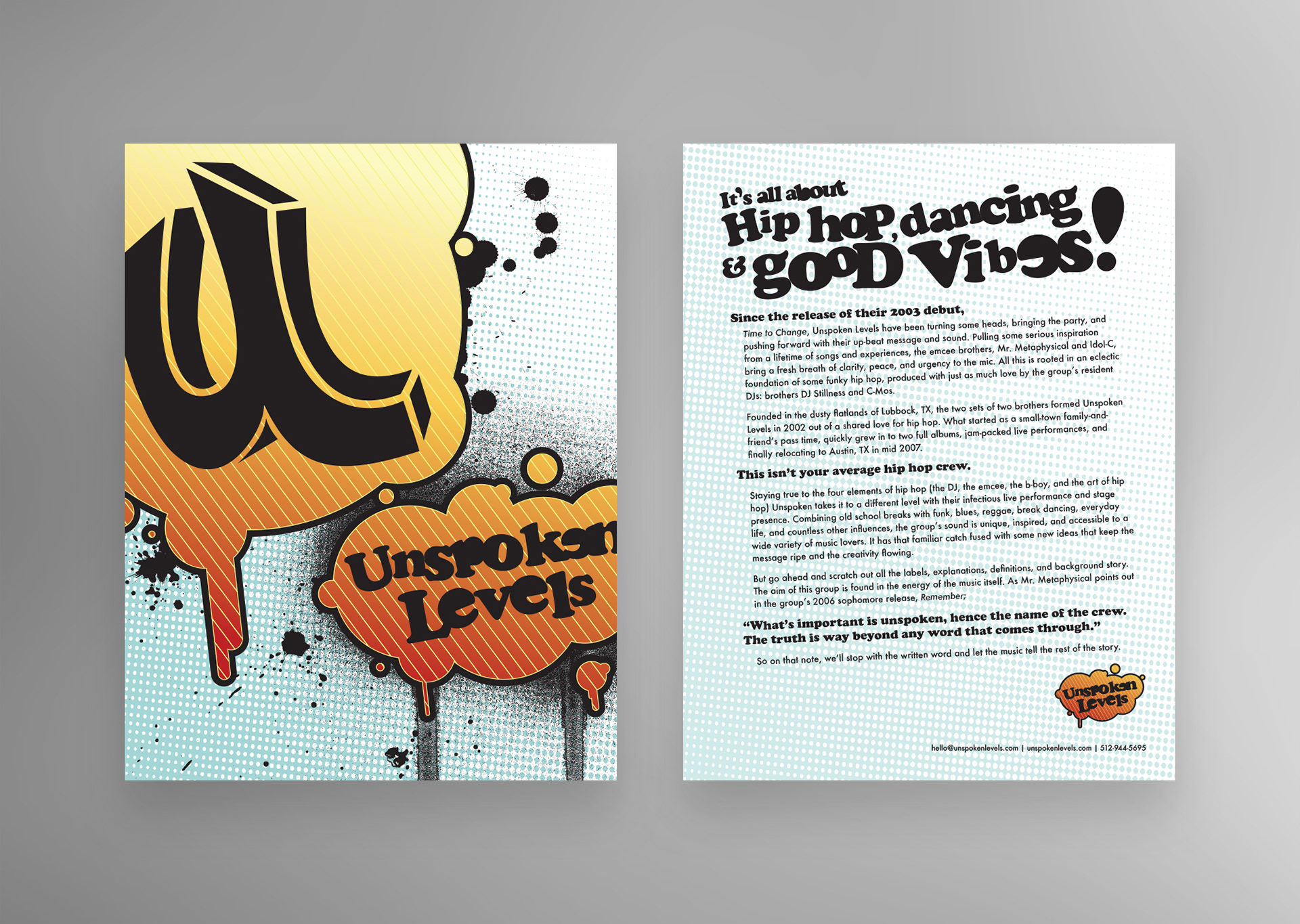 Unspoken Levels - Press Kit Collateral Design & Graphic Design by Chris Atkins Design