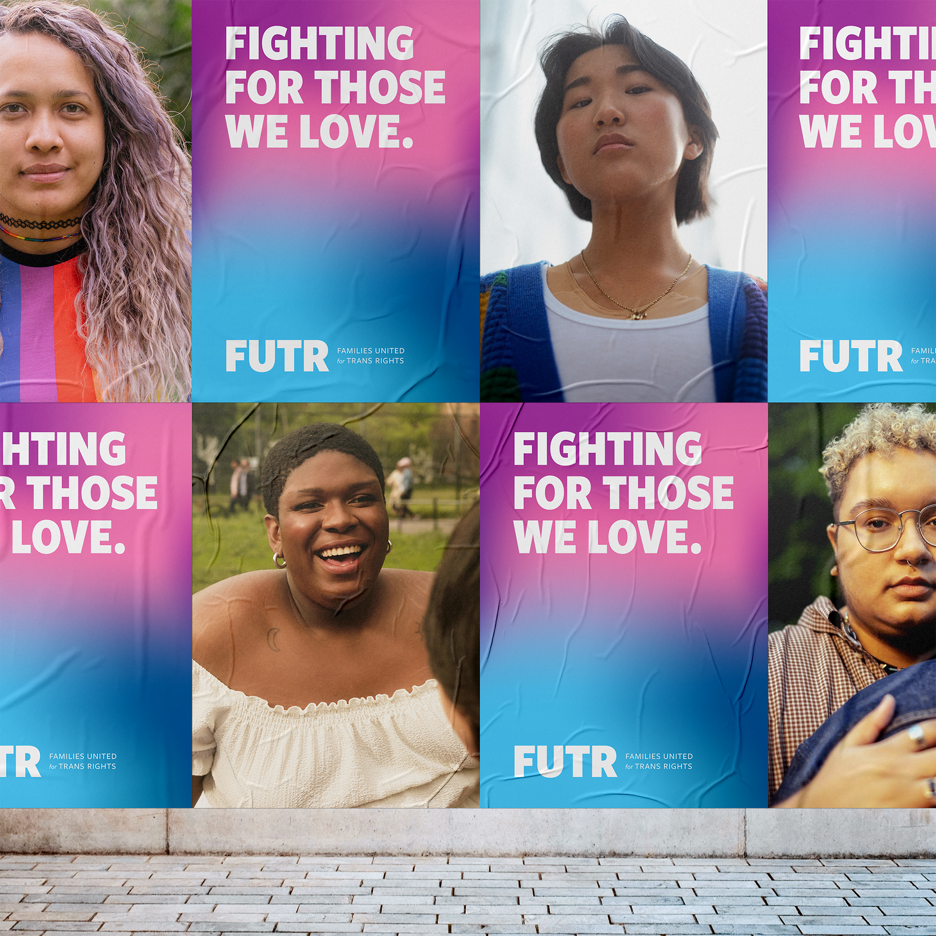 FUTR: Families United for Trans Rights outdoor signage design and brand identity by Chris Atkins Design