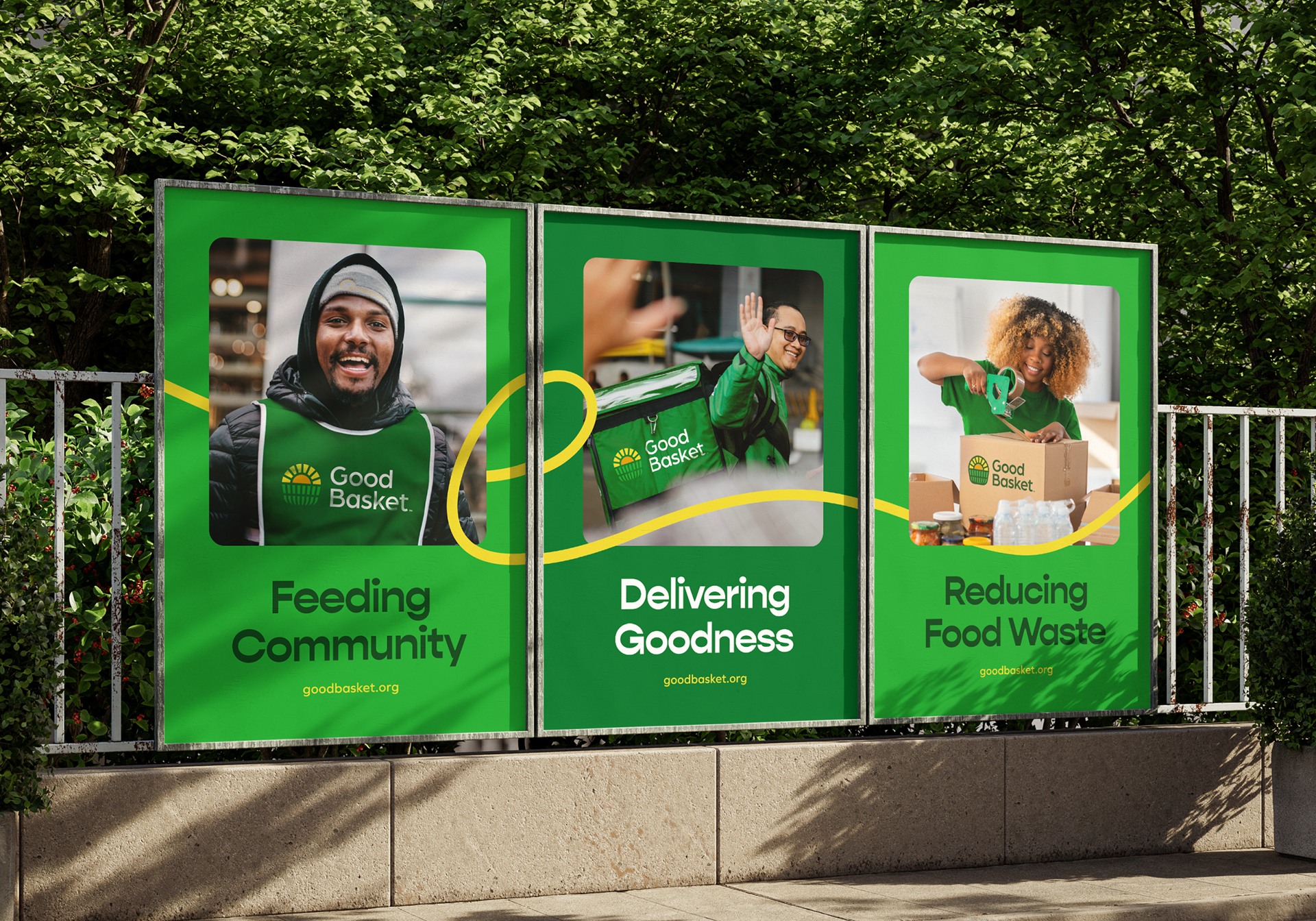 Print posters design and visual brand identity for Good Basket nonprofit NGO by Chris Atkins Design