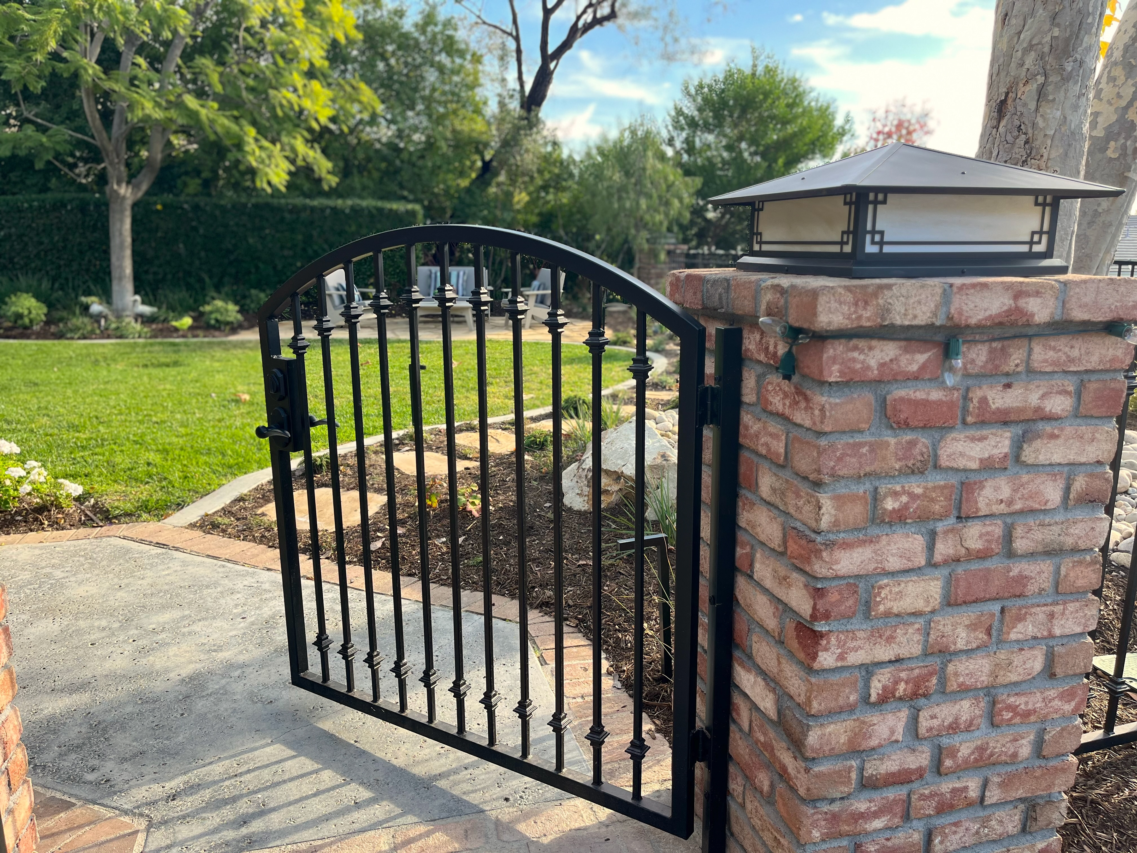 NEW ENTRANCE GATE: BRICK/WROUGHT IRON GARDEN WALL