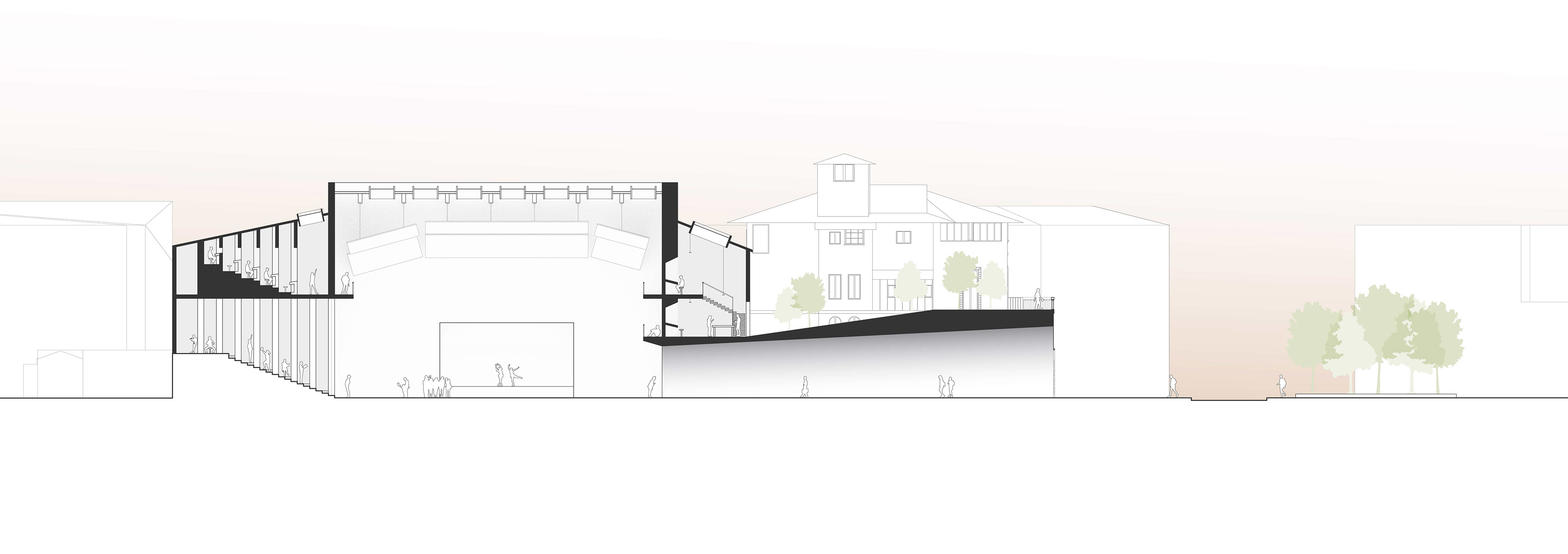 longitudinal section through to piazza savanarola