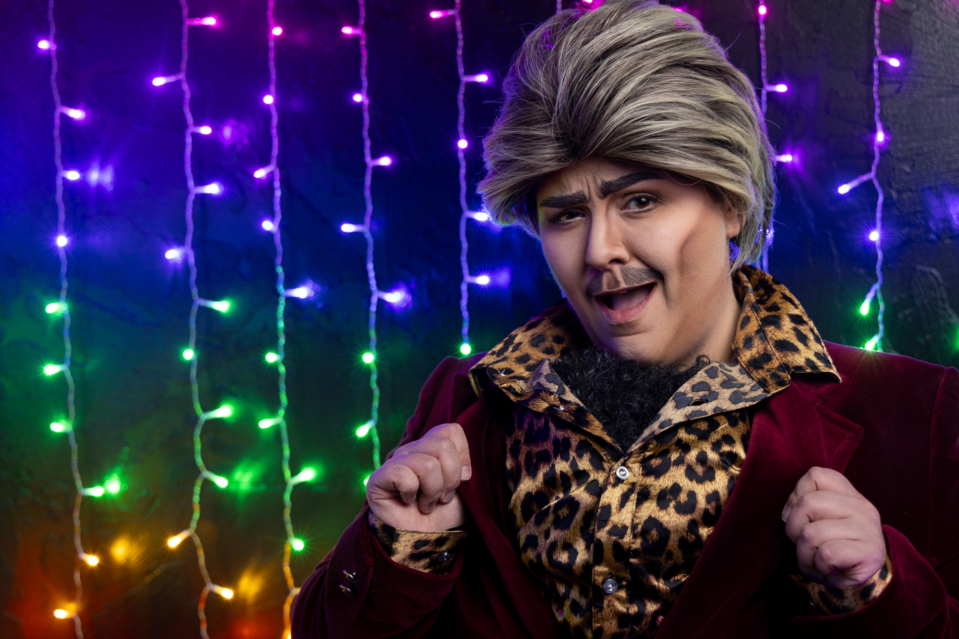 Heavy Cream, a Eugene drag king, poses for a portrait before hosting and performing at an open lip-sync at Spectrum bar on Jan. 18, 2024. | Shot for Emerald Media Group
