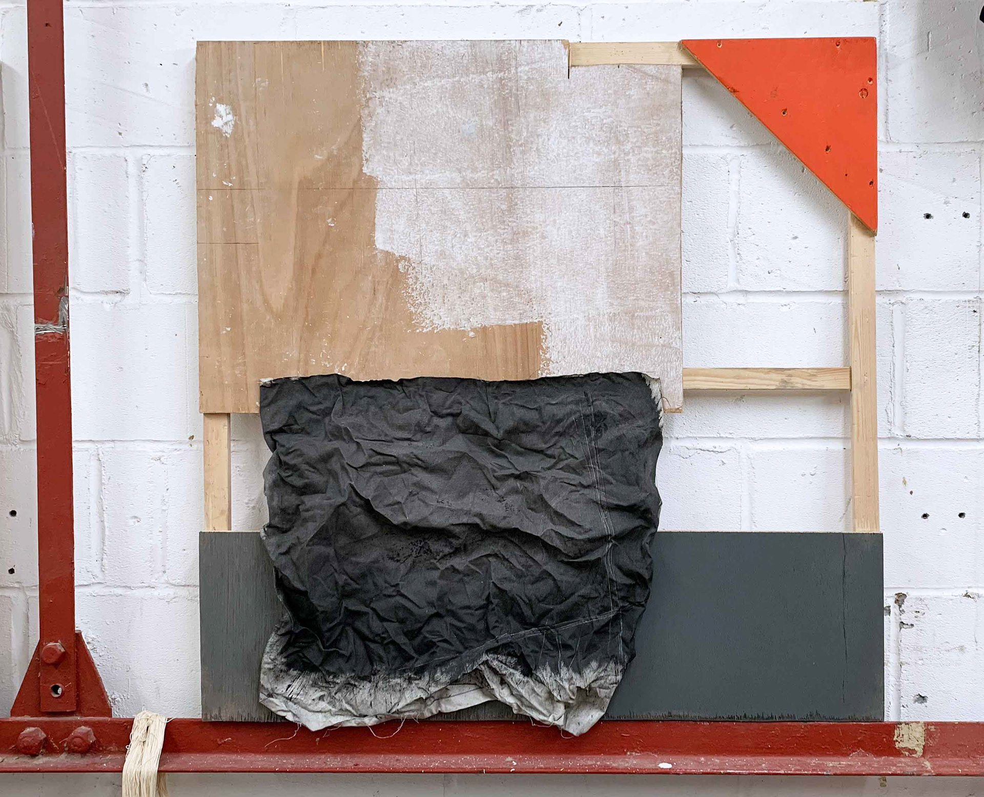 Experiment of Indifference #5. Acrylic on canvas, Stretcher Bar, Discarded Wood. 102 x 102 x 3.5cm. 