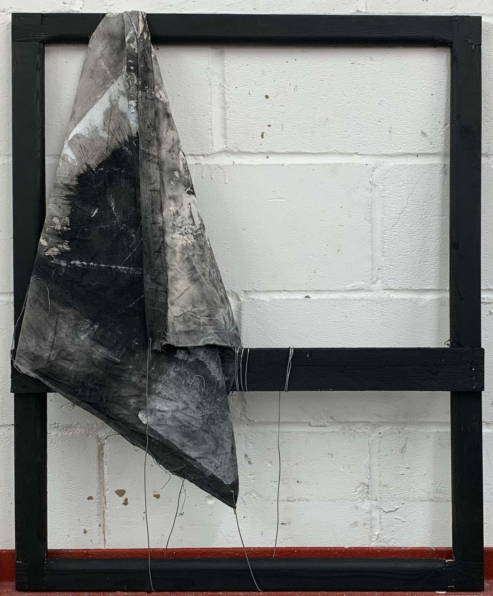 Experiment of Indifference #2. Acrylic on canvas, Stretcher Bar, wire and discarded wood. 73 x 92 x 3cm.