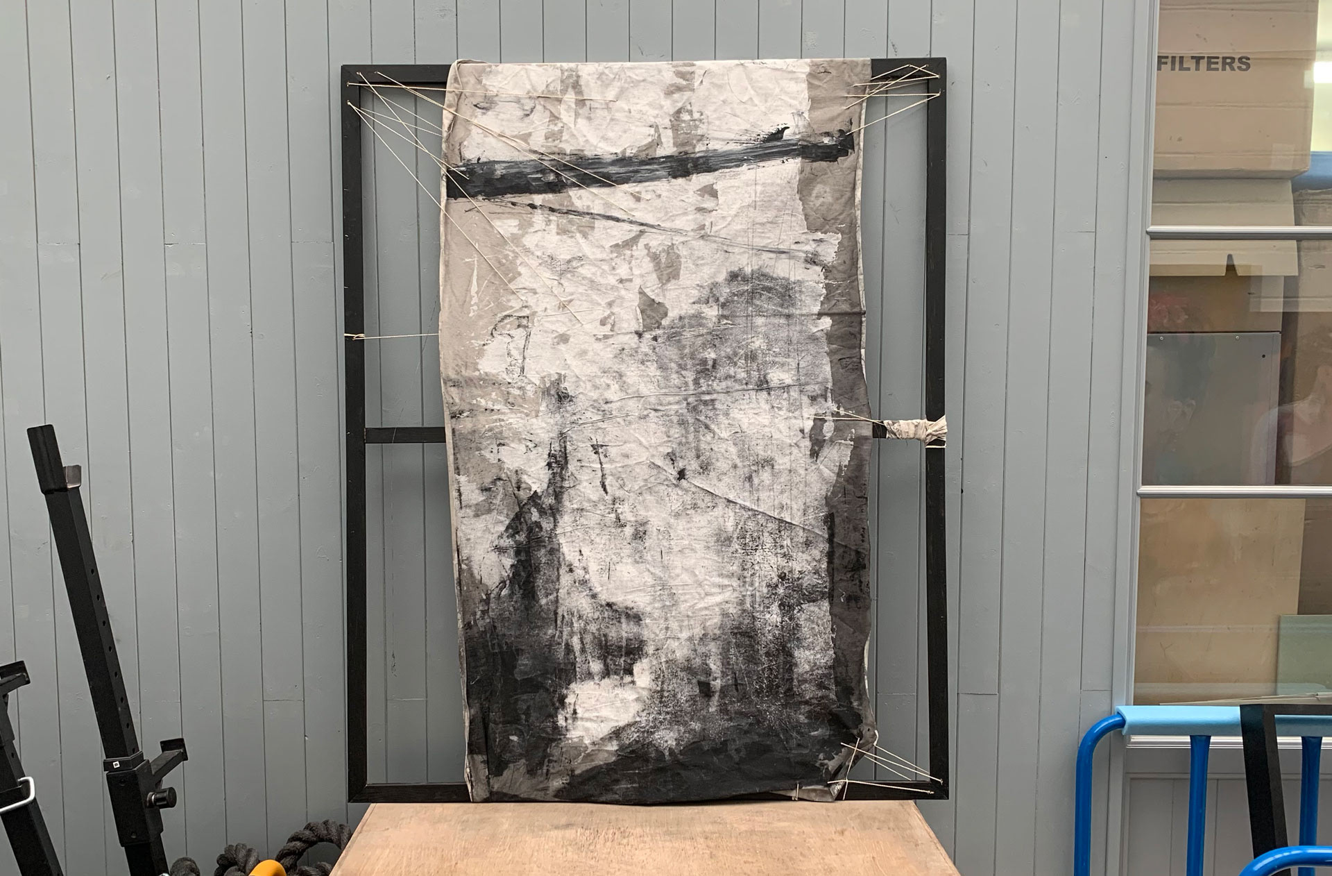 Experiment of Indifference #6. Acrylic on canvas, String, Stretcher Bar. 122.5 x 153 x 2cm.