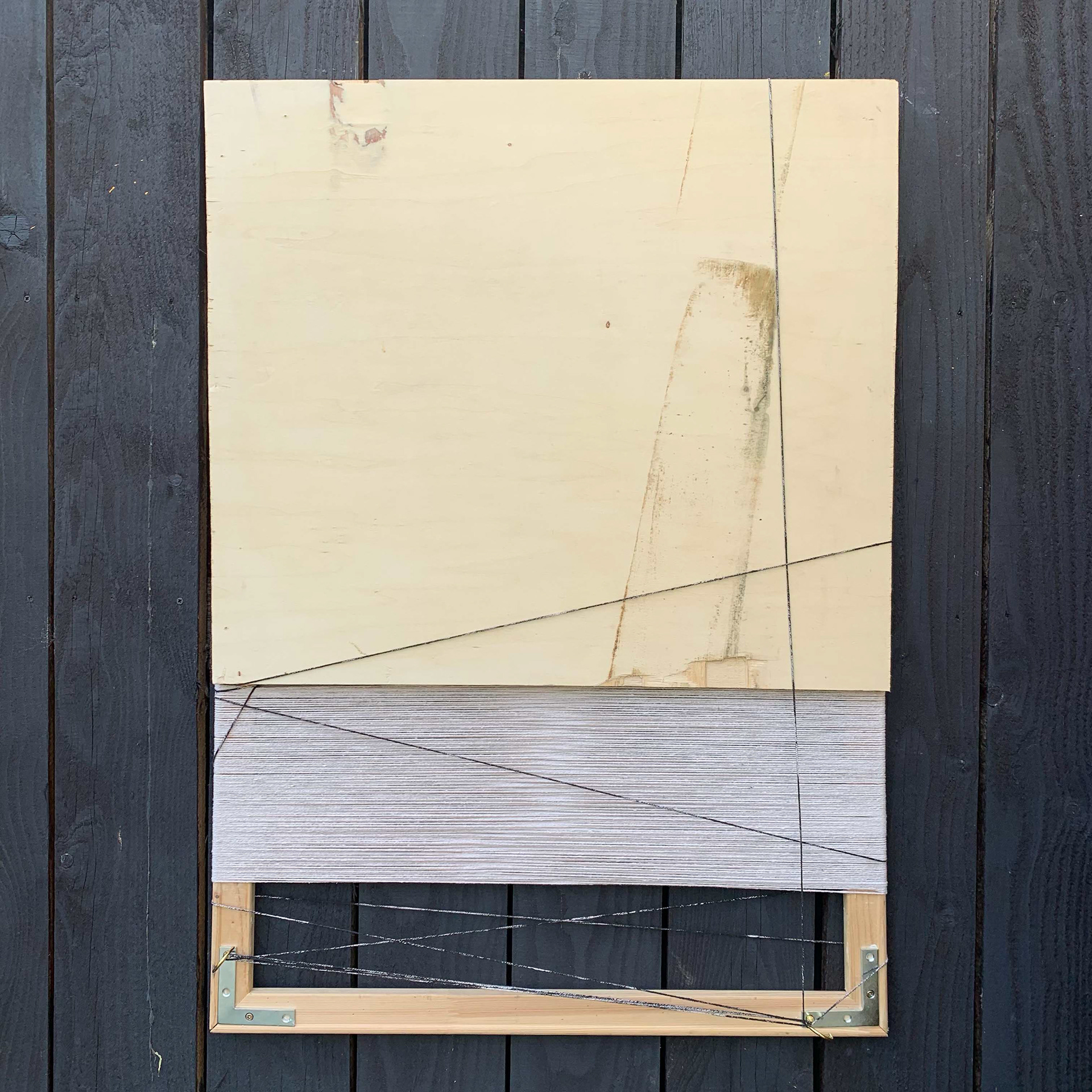 OBJECT!#6 Discarded wood, stretcher bar and metal/ cotton string/ acrylic/ beeswax/ PVA. 66cm x 92cm