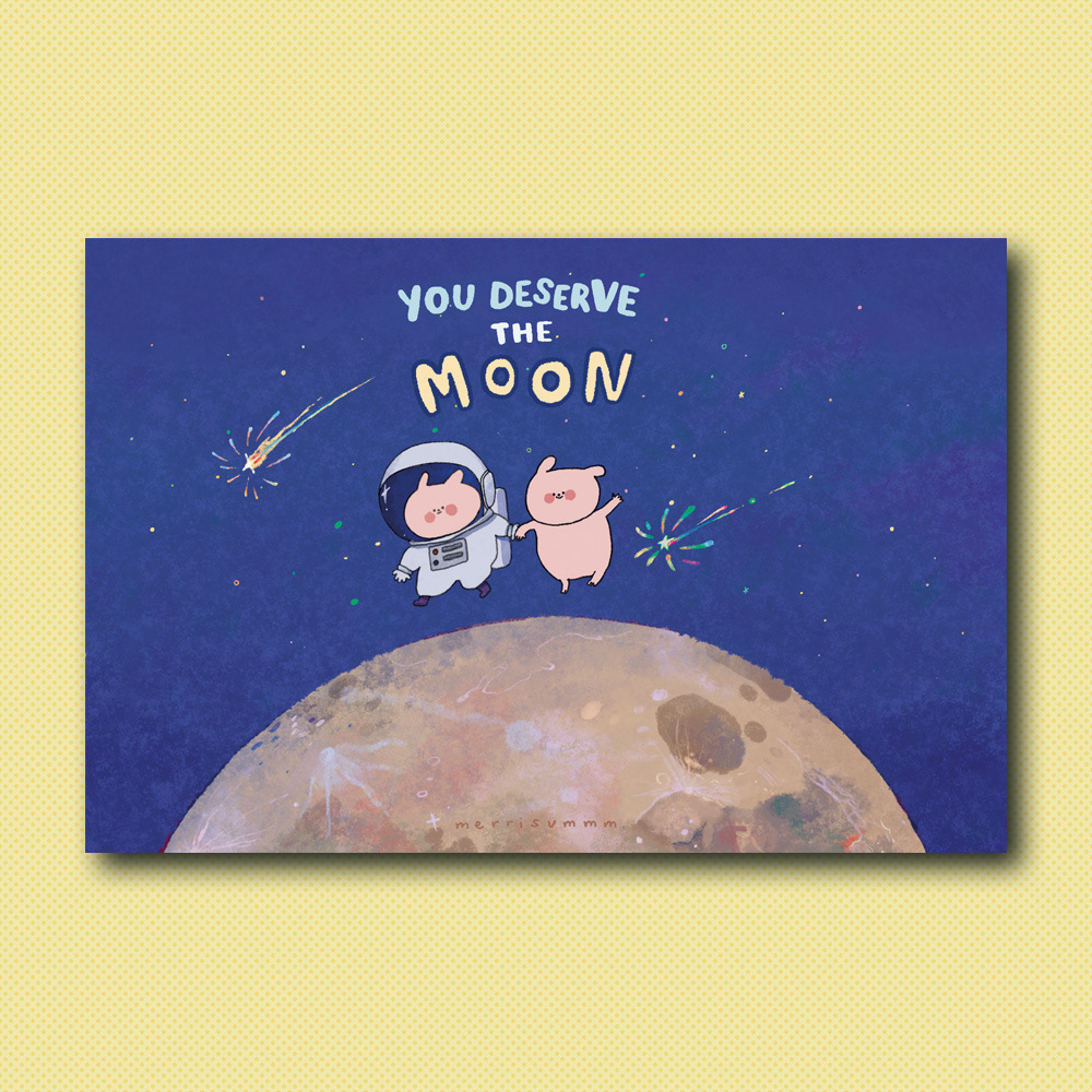 Over the moon postcard