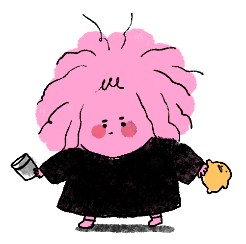 The colored illustration of character represents myself. The small girl with pink color base with messy hair, grabbing inhaler on her right hand and the yellow duck doll on her left hand.