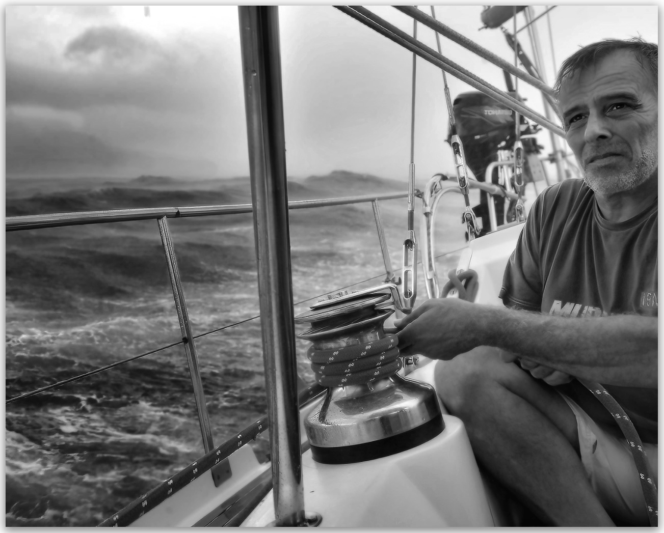 30 knots nearby Montserrat Island, Caribbean Sea.