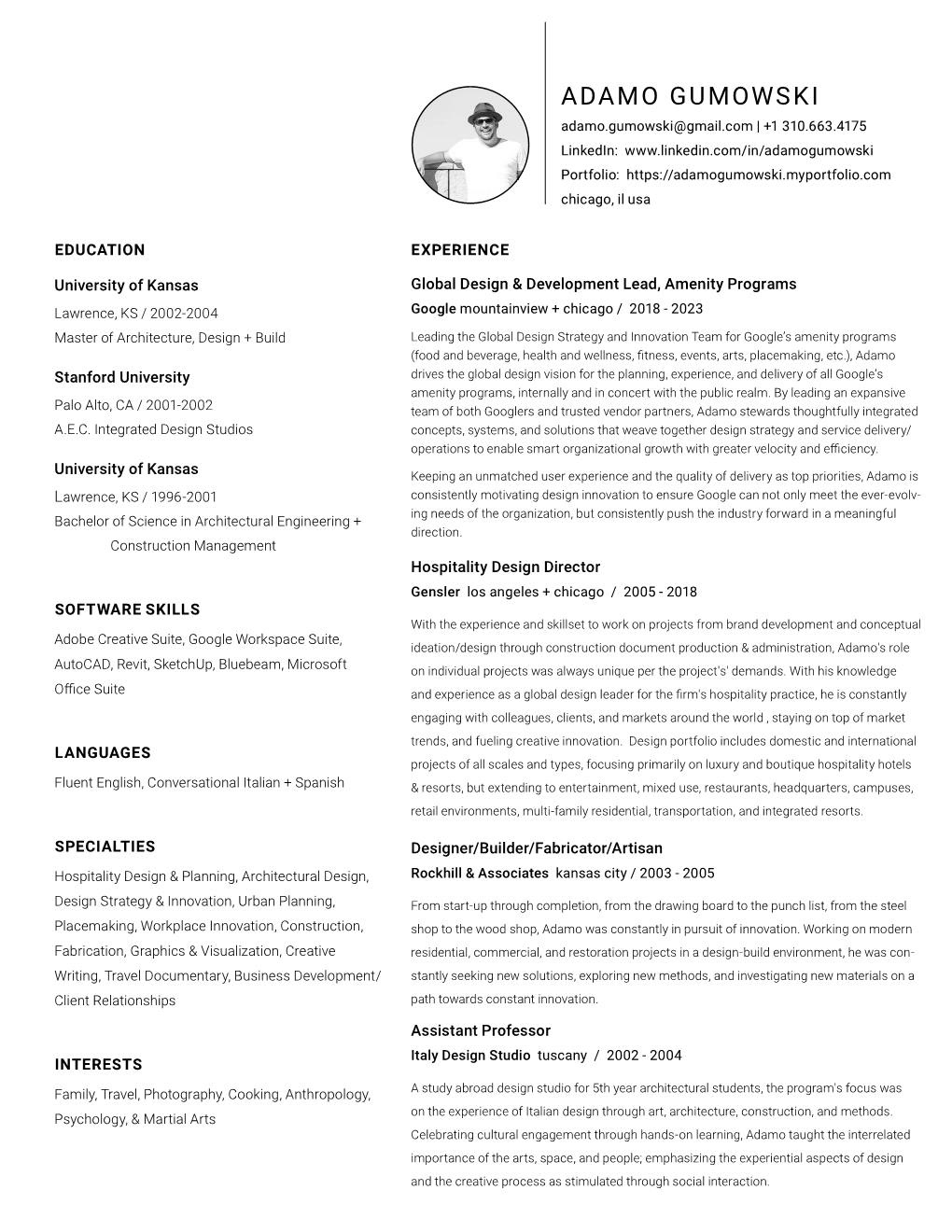 Adamo Gumowski CV
