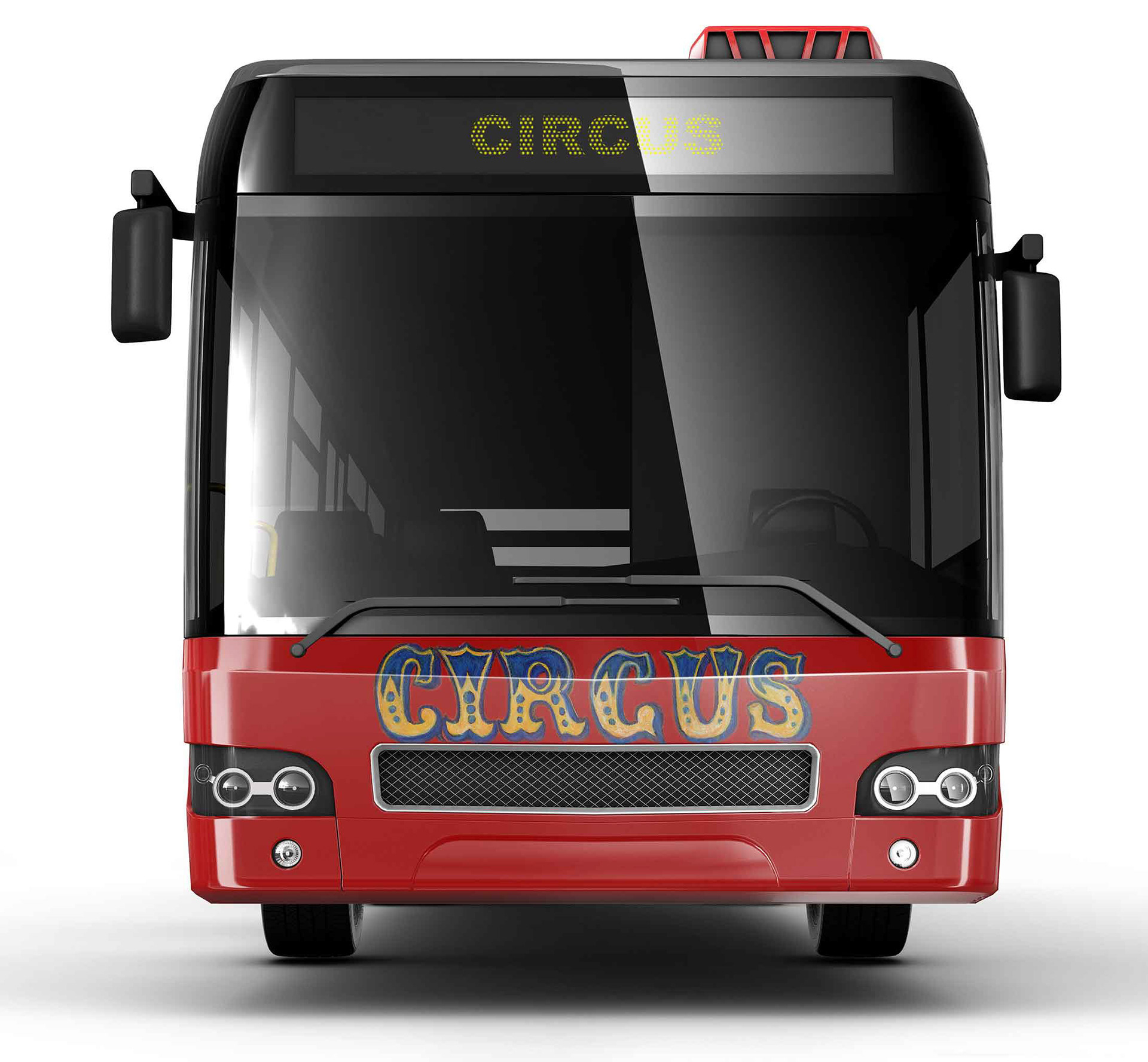 Front view of Circus Bus Side Advertising