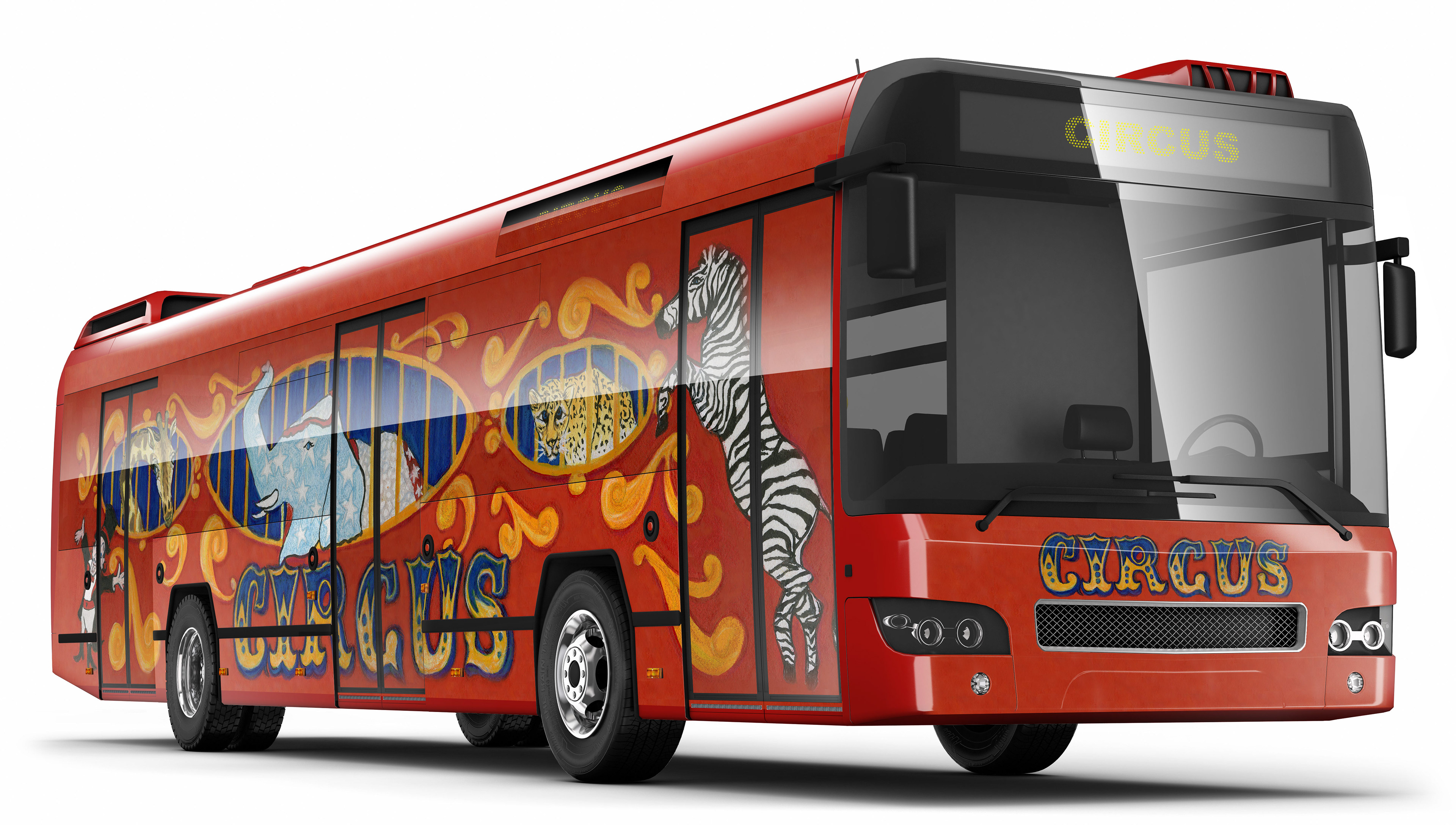 Front and side view of Circus Bus Side Advertising