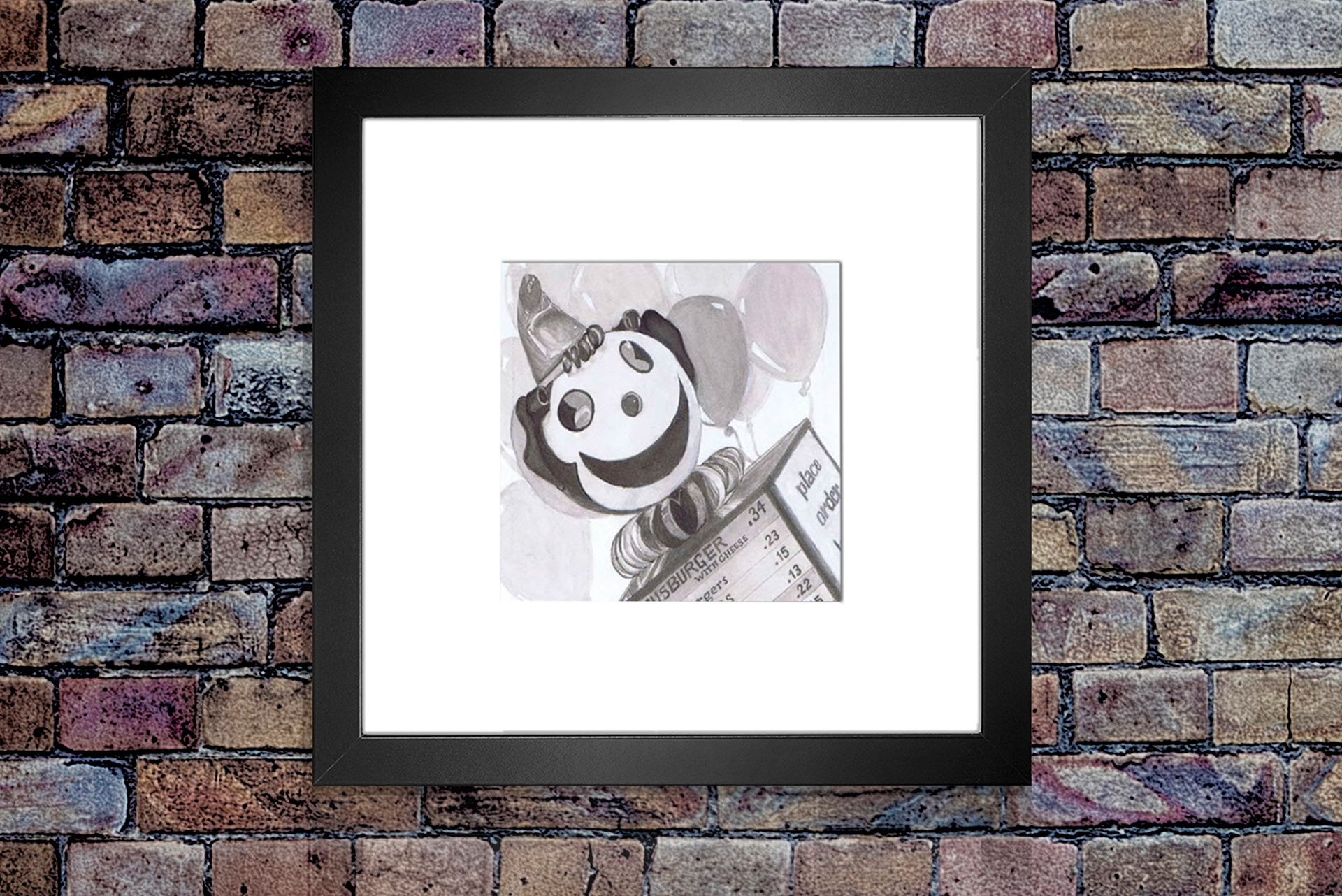 Ballentine's Blue Devils | Editorial Illustration "Jack in the Box" illustration hanging on brick wall