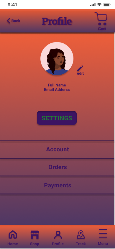 Mockup of Profile screen