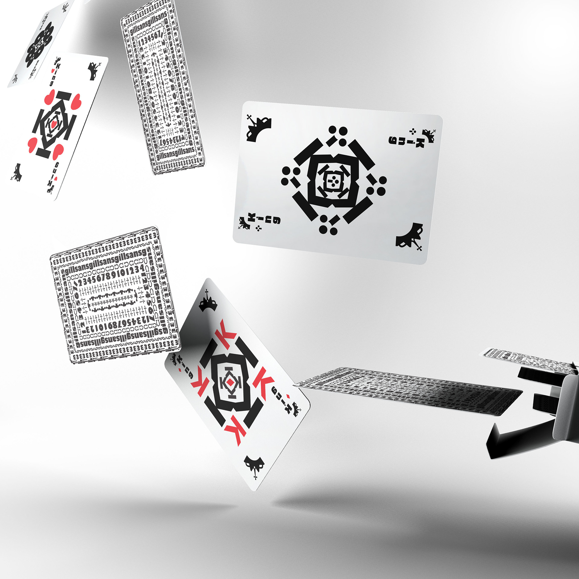 Gill Sans | Playing Cards flying out of package