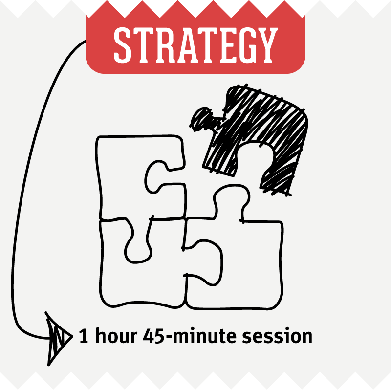 Strategy Session graphic with puzzle illustration