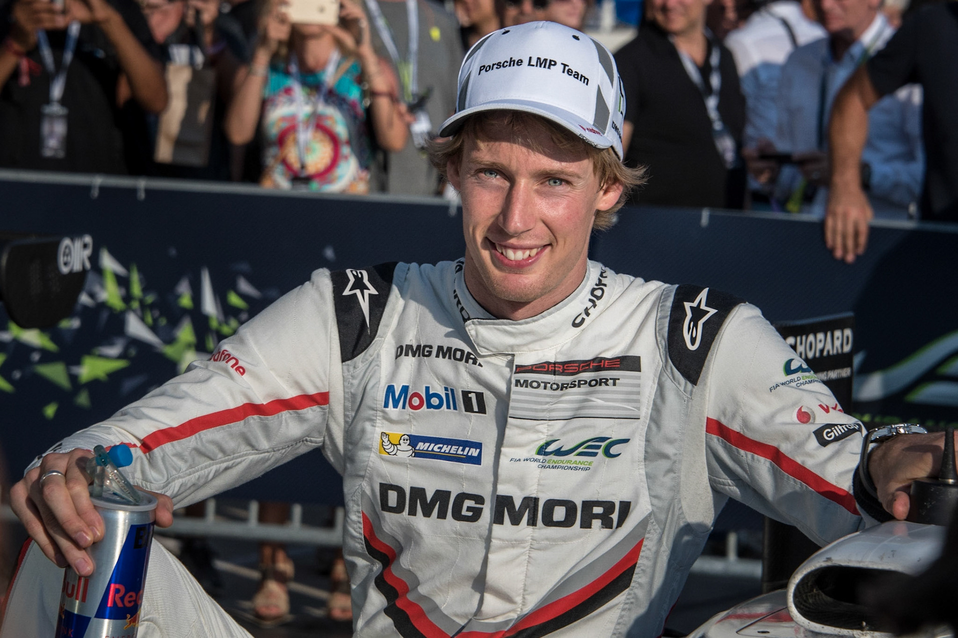 New Zealand racing driver Brendon Hartley seen after winning the 2017 "6 Hours of Circuit of the Americas" World Endurance Championship race with his Porsche team. Hartley this week was confirmed as a driver for F1 team Toro Rosso in the upcoming United States F1 Grand Prix.