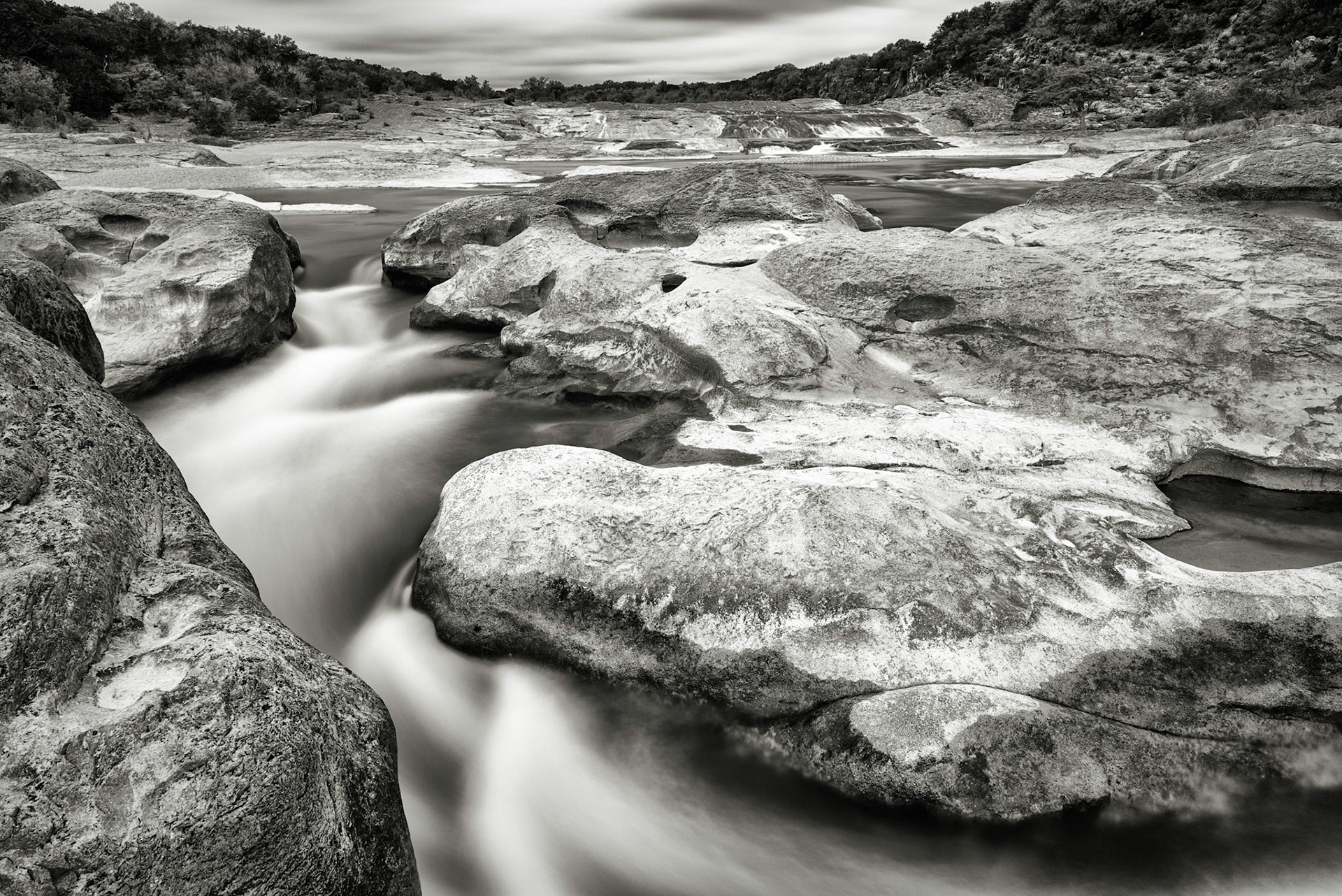 The Pedernales River at Pedernales Falls State Park near Johnson City, Texas.