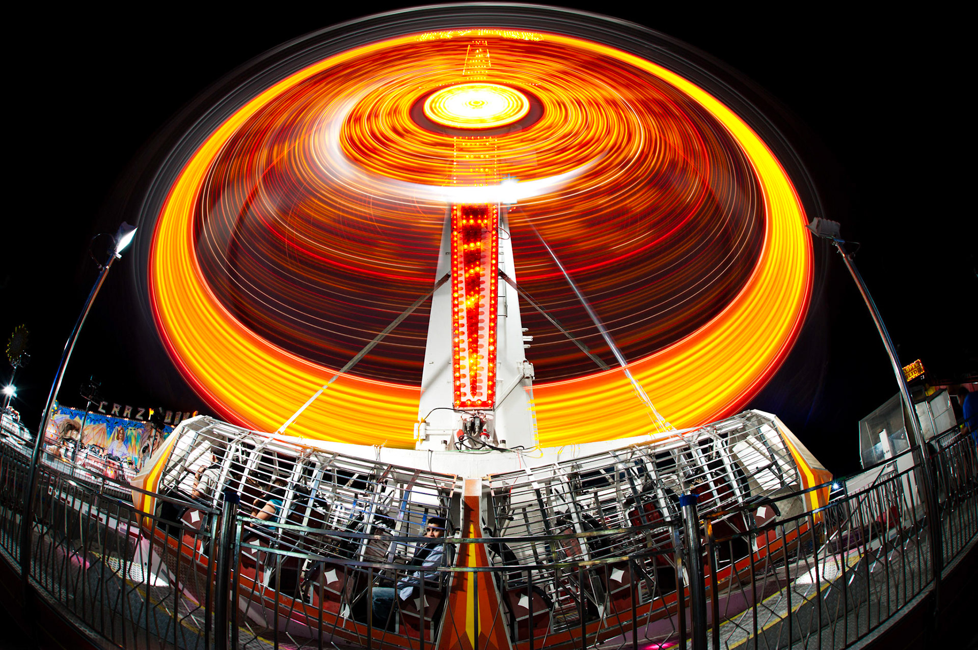 One of the more uncomfortable-looking rides at the Austin Rodeo carnival.