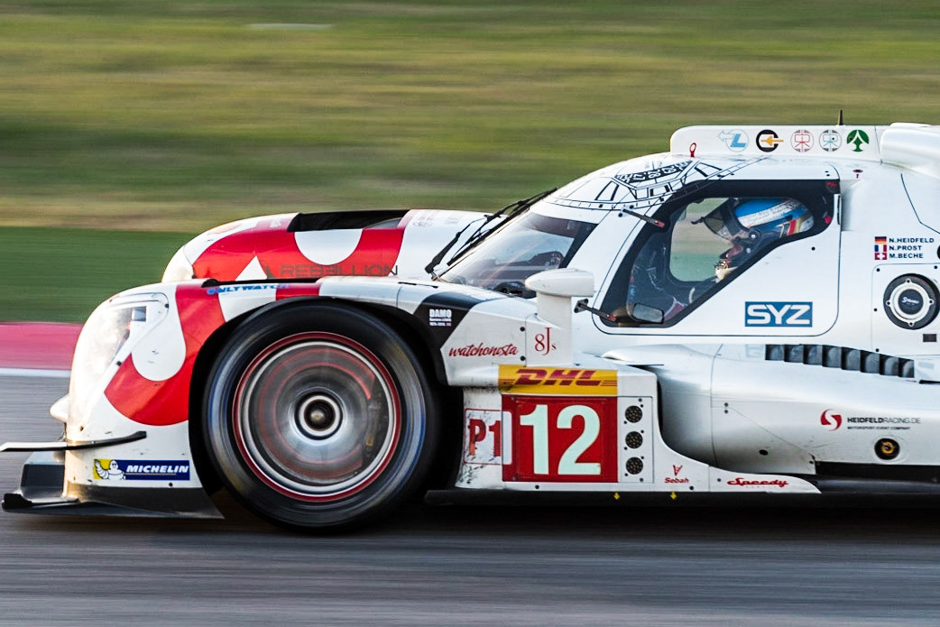 Rebellion Racing's R-One AER car number 12 in the LMP1 class during yesterday's "6 Hours of Circuit of the Americas" World Endurance Championship race in Austin, Texas.