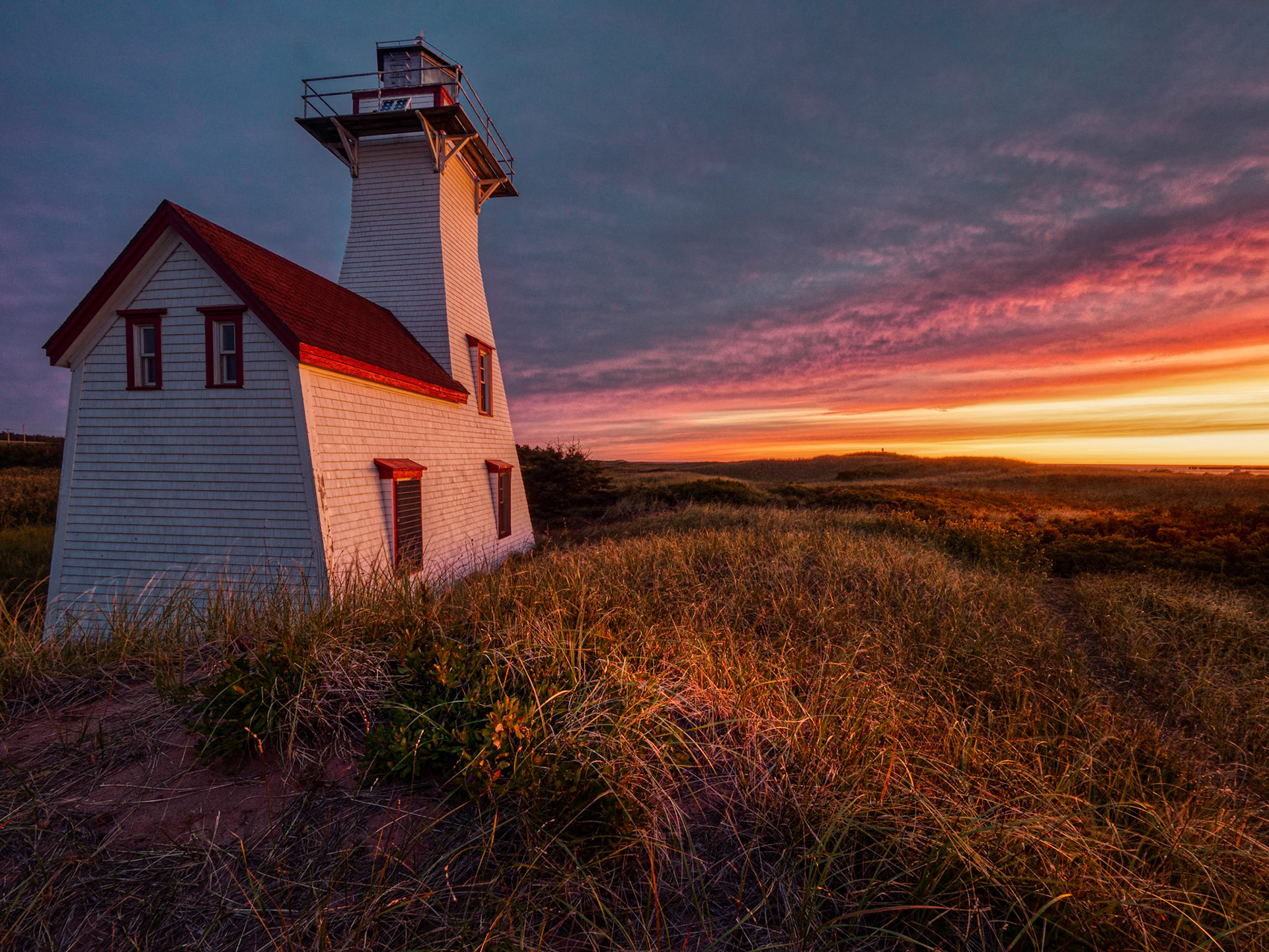 New London lighthouse on Prince Edward Island, Canada seen at sunrise.