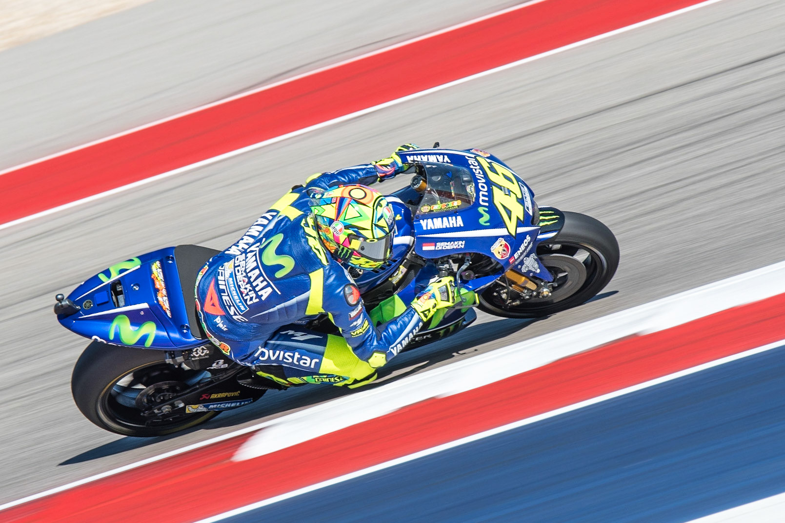 Valentino Rossi of MotoGP team Movistar Yamaha seen during the Red Bull Grand Prix of the Americas in Austin on April 23rd, 2017.