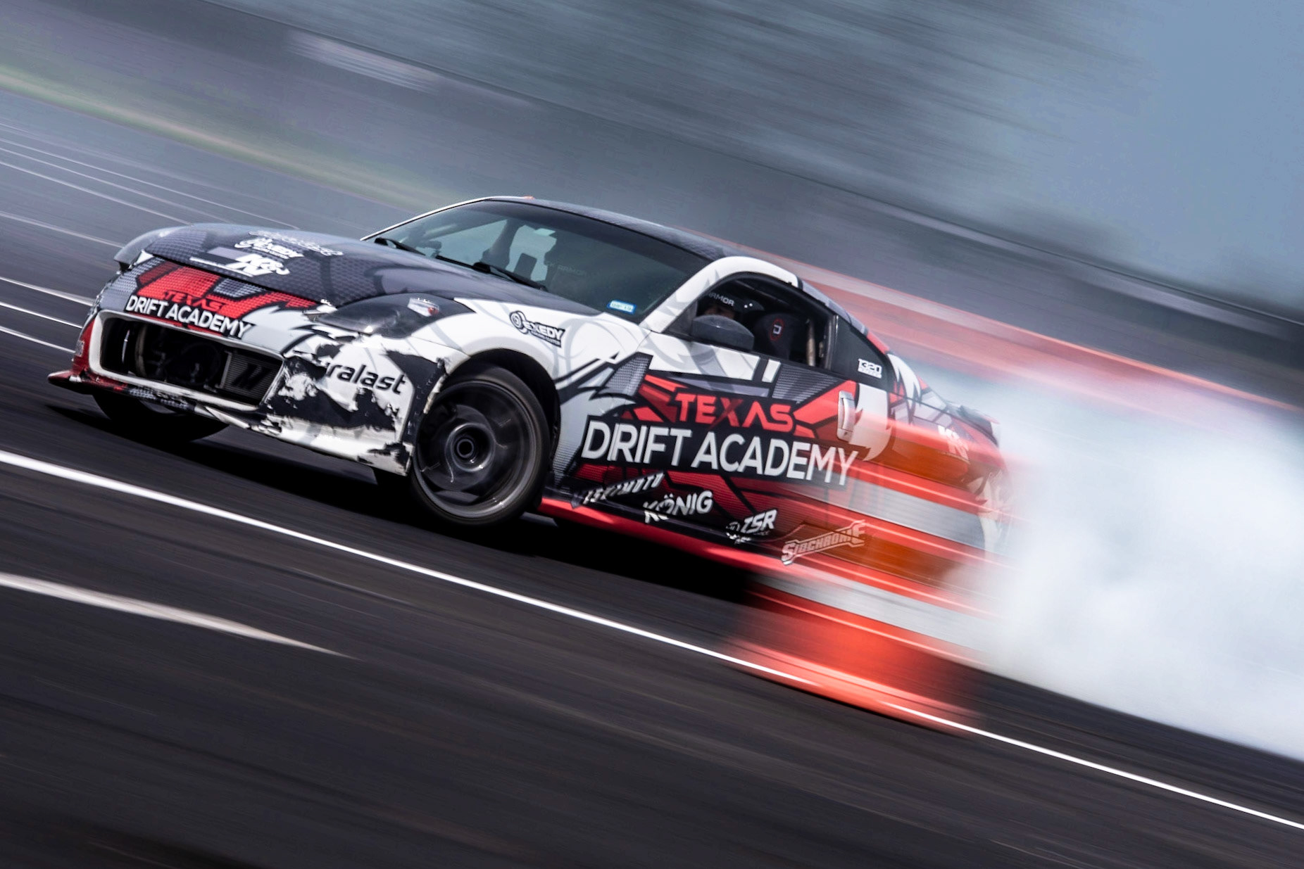 One of the two Texas Drift Academy cars taking part in Club Loose Texas' "Opening Moves" drifting meet at Alamo City Motorplex, San Antonio on Sunday, March 17th, 2019.