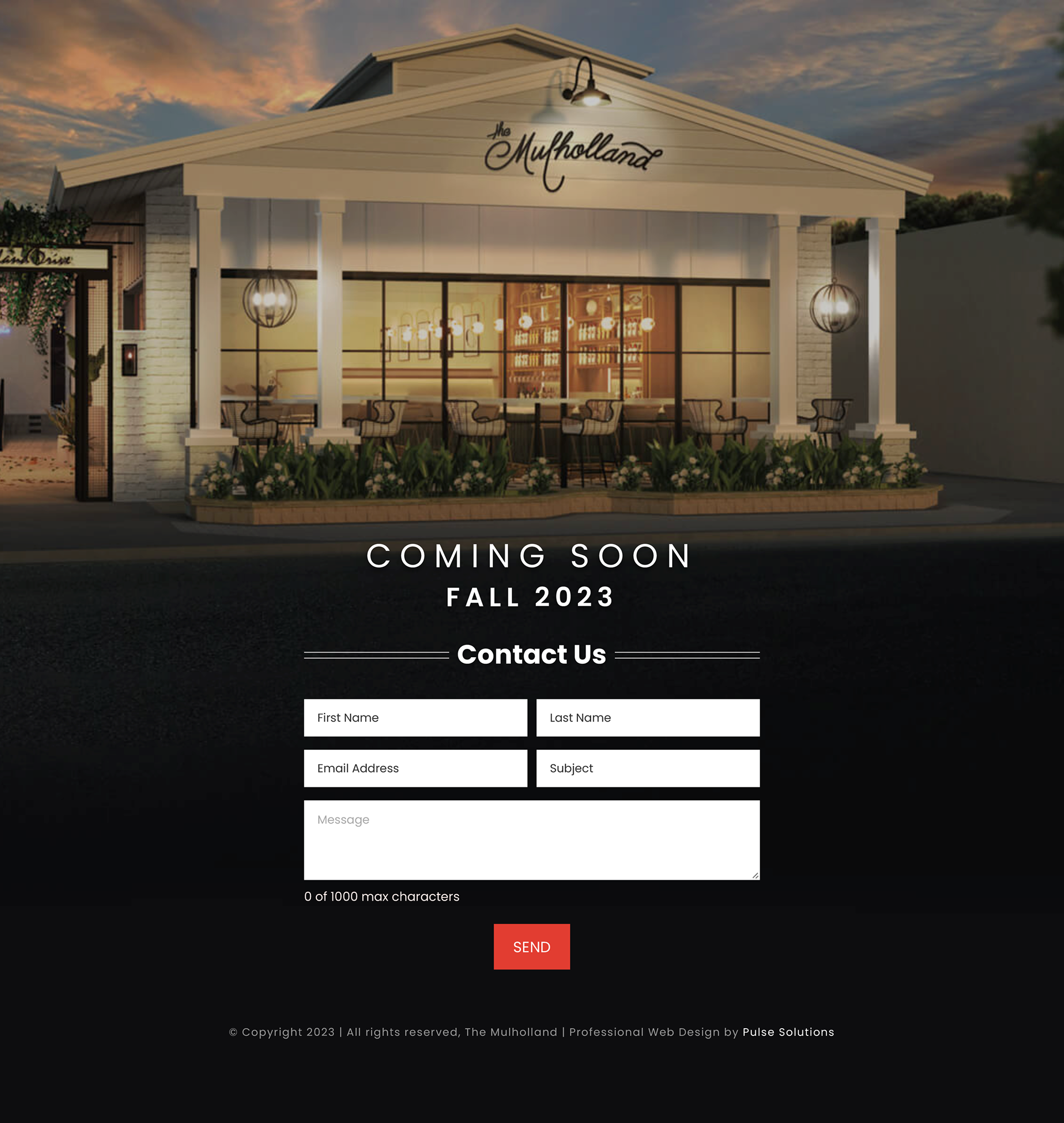 The Mulholland Restaurant Website , Coming Soon!
