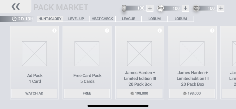 Pack Market Wireframe from 2022