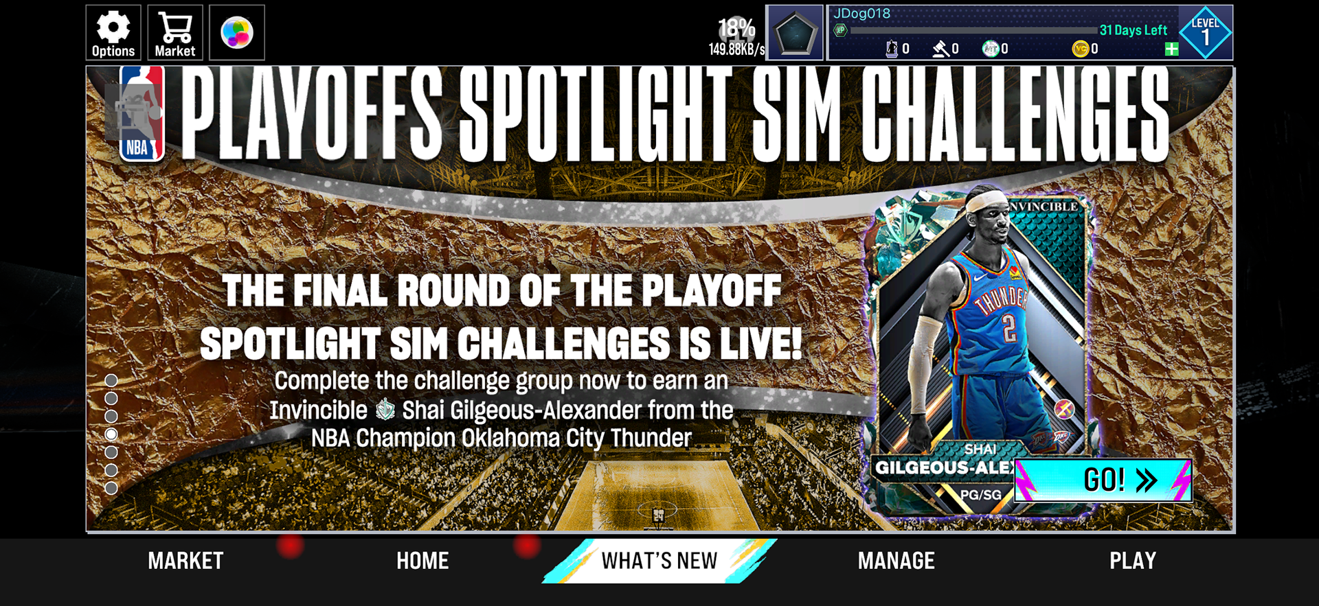 NBA2k25 MyTEAM Home Screen