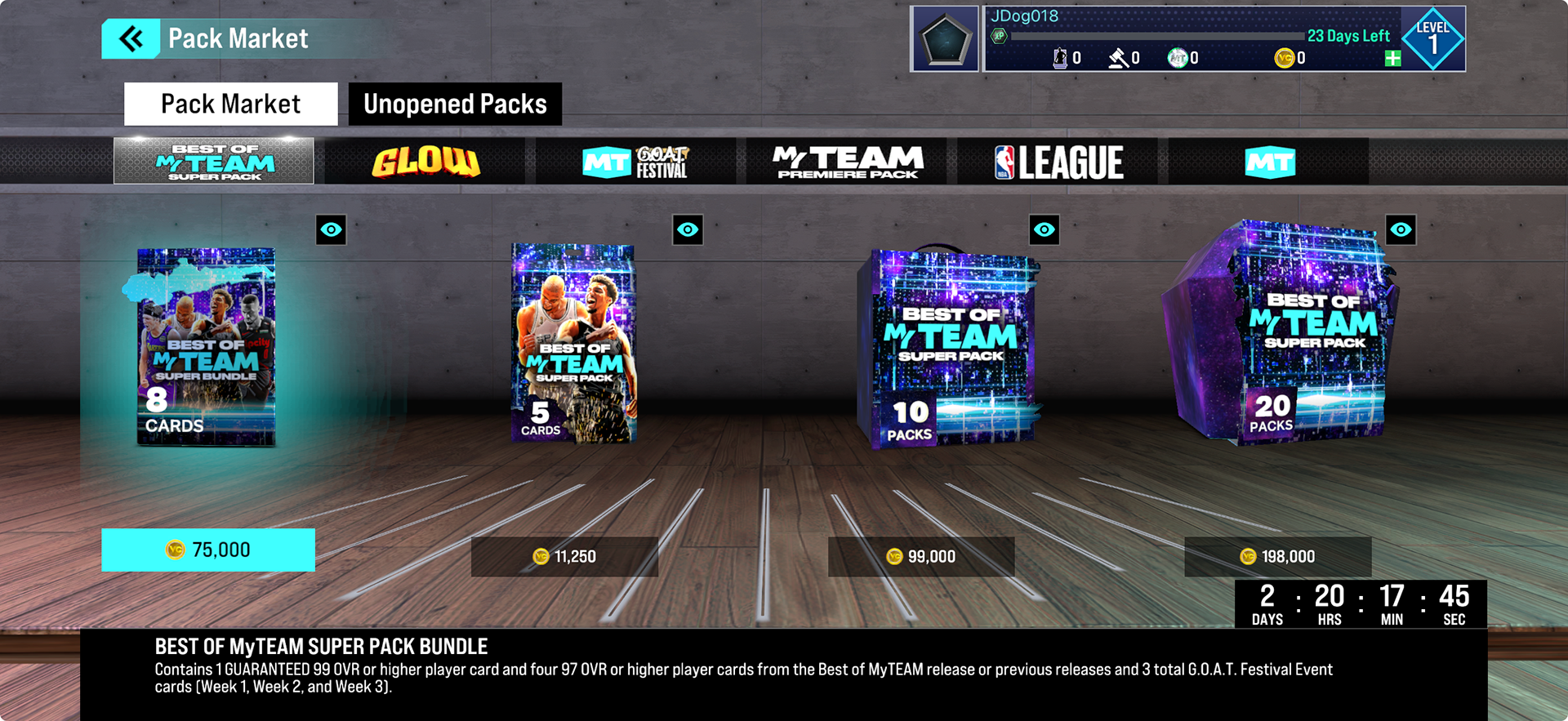 Pack Market Launched Game NBA2k25 MyTEAM 