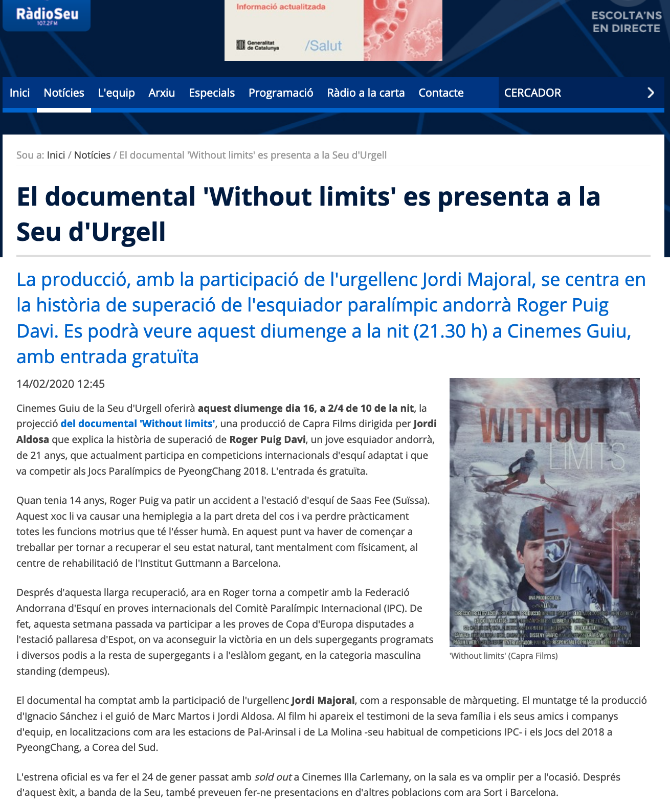 Article per part de Ràdio Seu