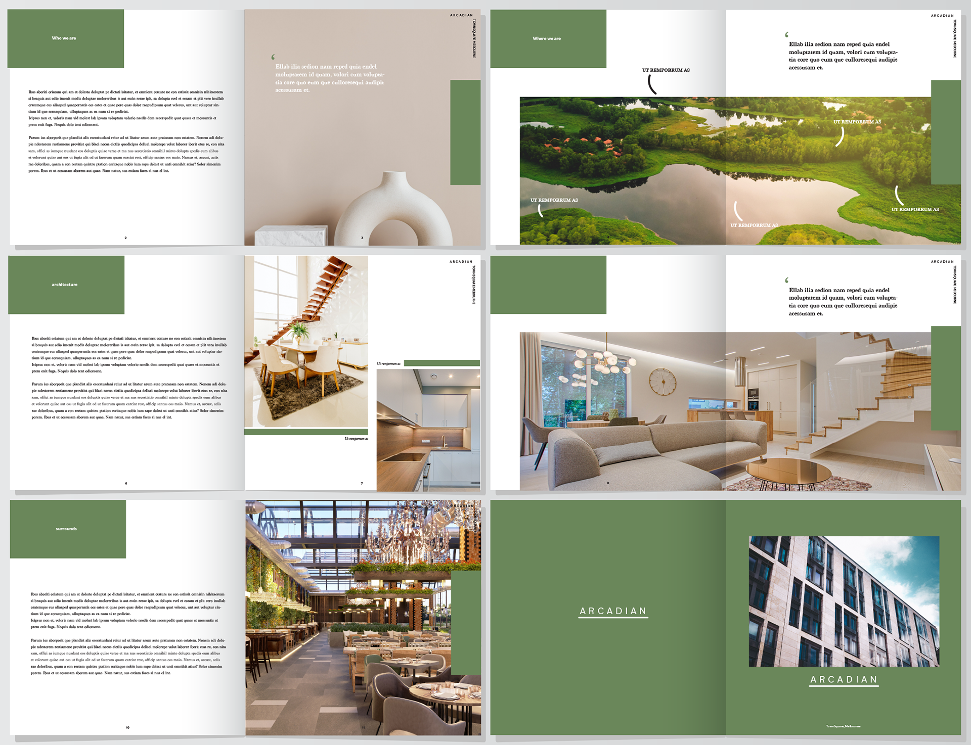 Arcadian - 2022 (Mock Client. Property book brochure displaying the surrounds and architecture of the homes)
