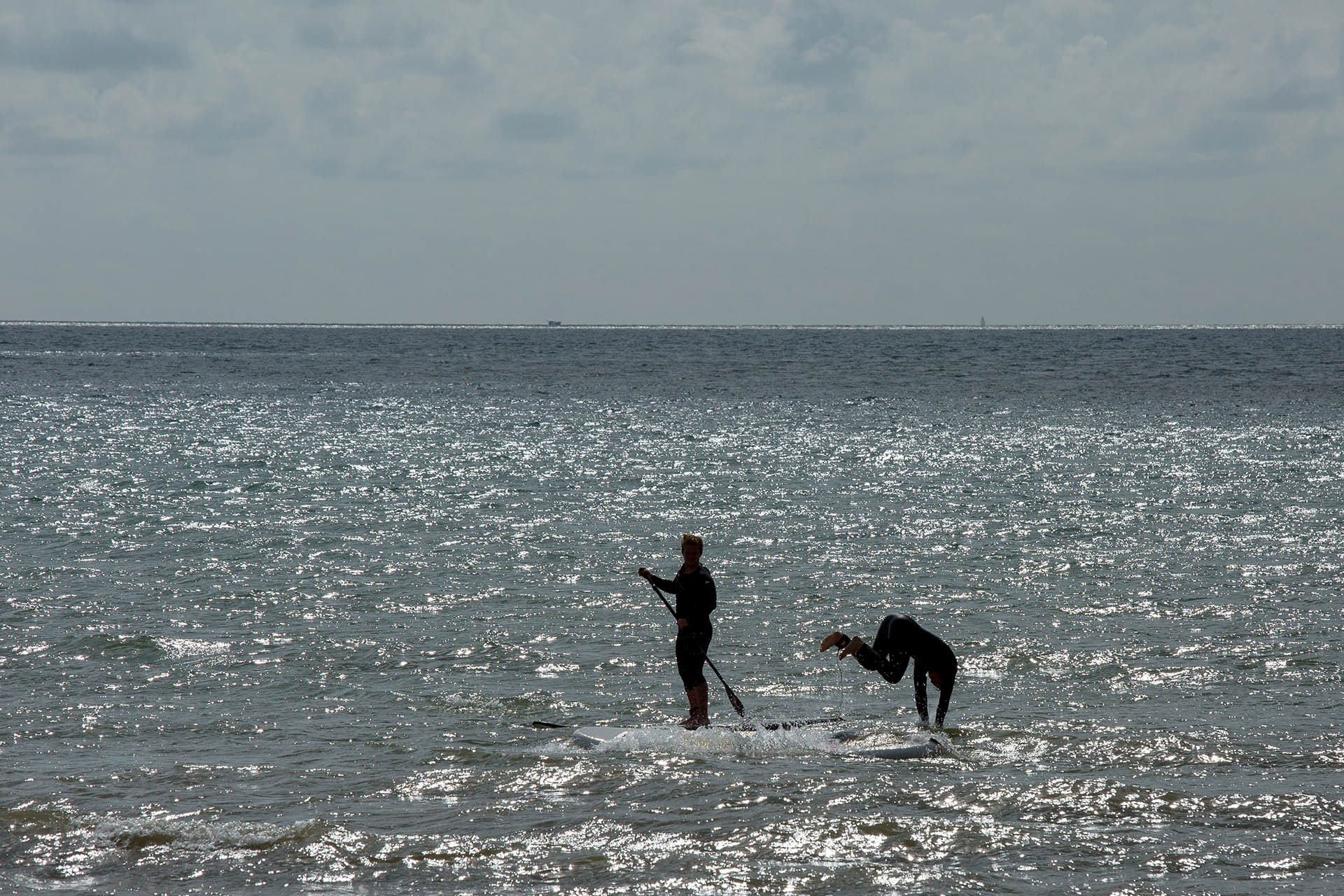 Paddleboarders off of Bournemouth beach