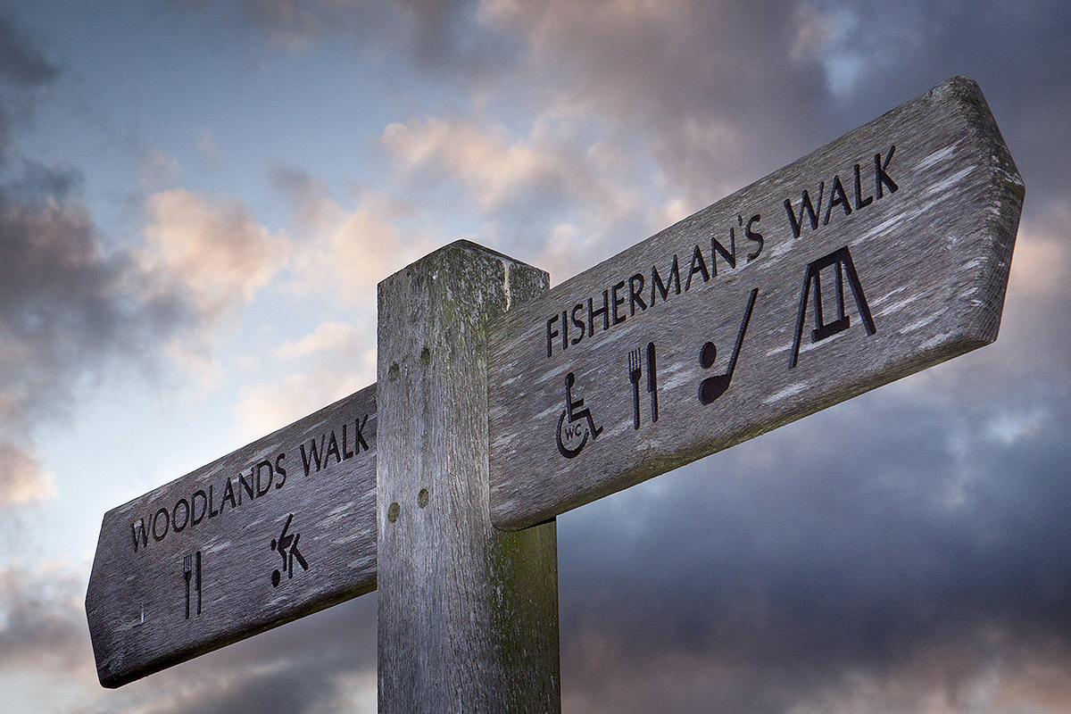 Sign post on the cliff tops at Fisherman's Walk