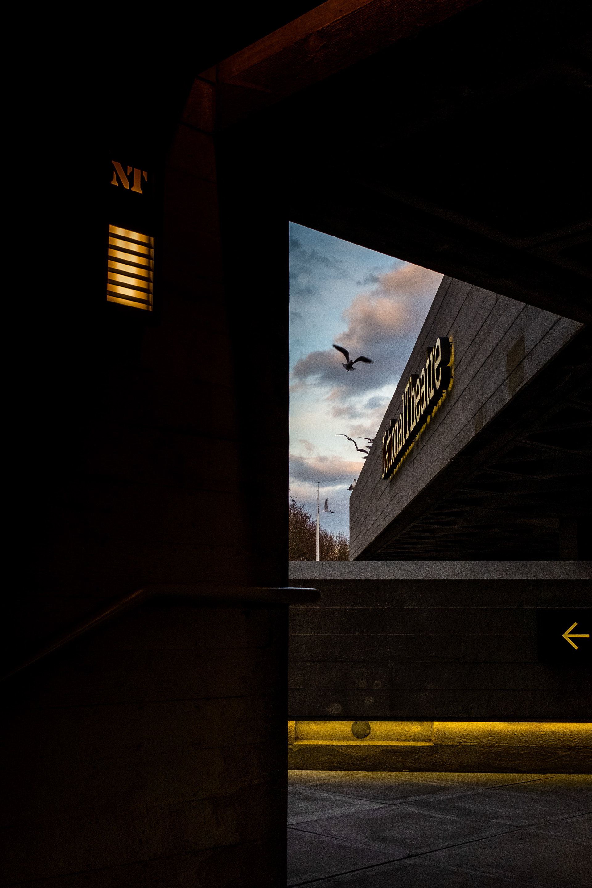 Dusk at the National Theatre in London