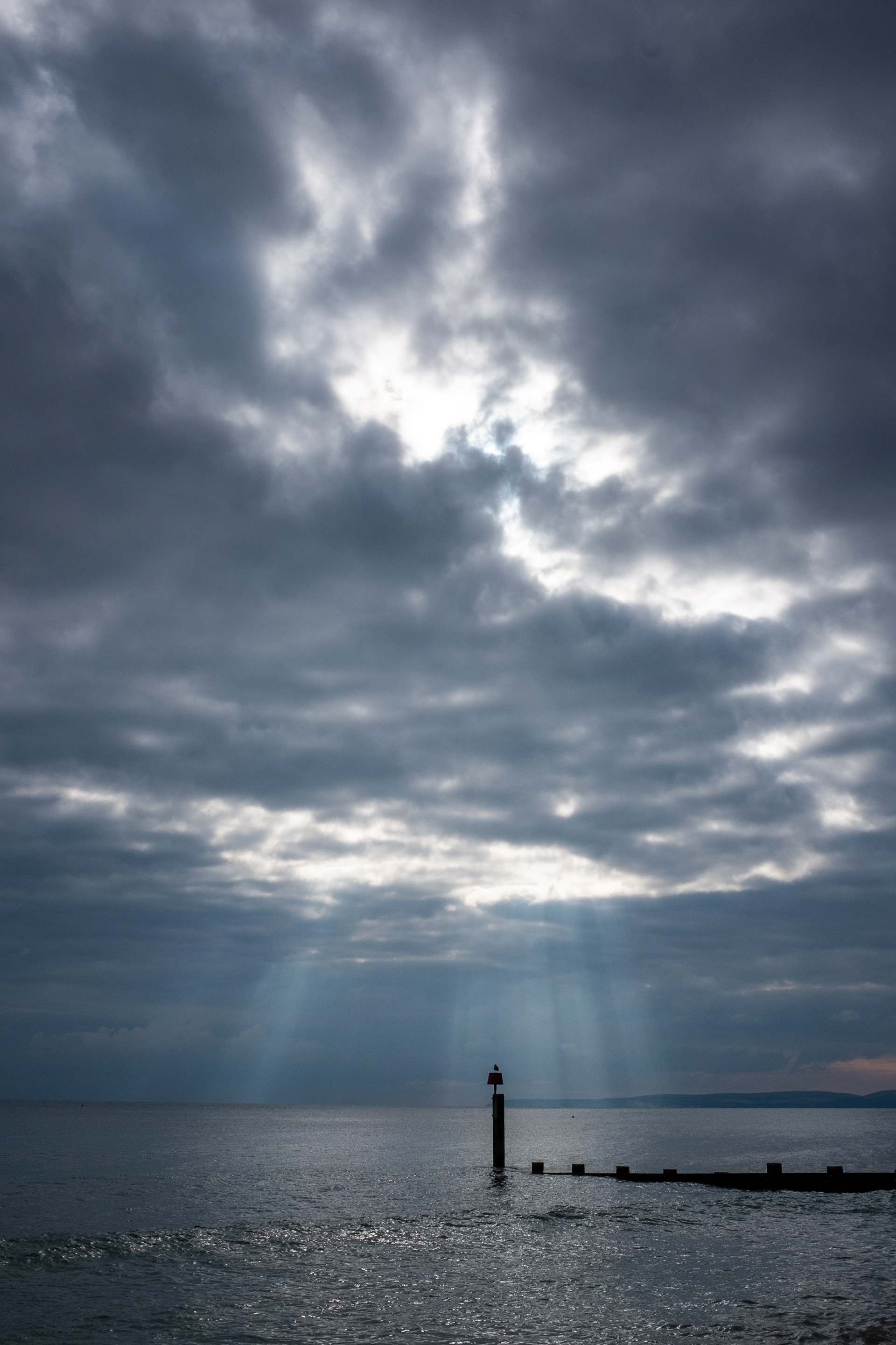Stromy skies over the beach at Fisherman's Walk in Bournemouth