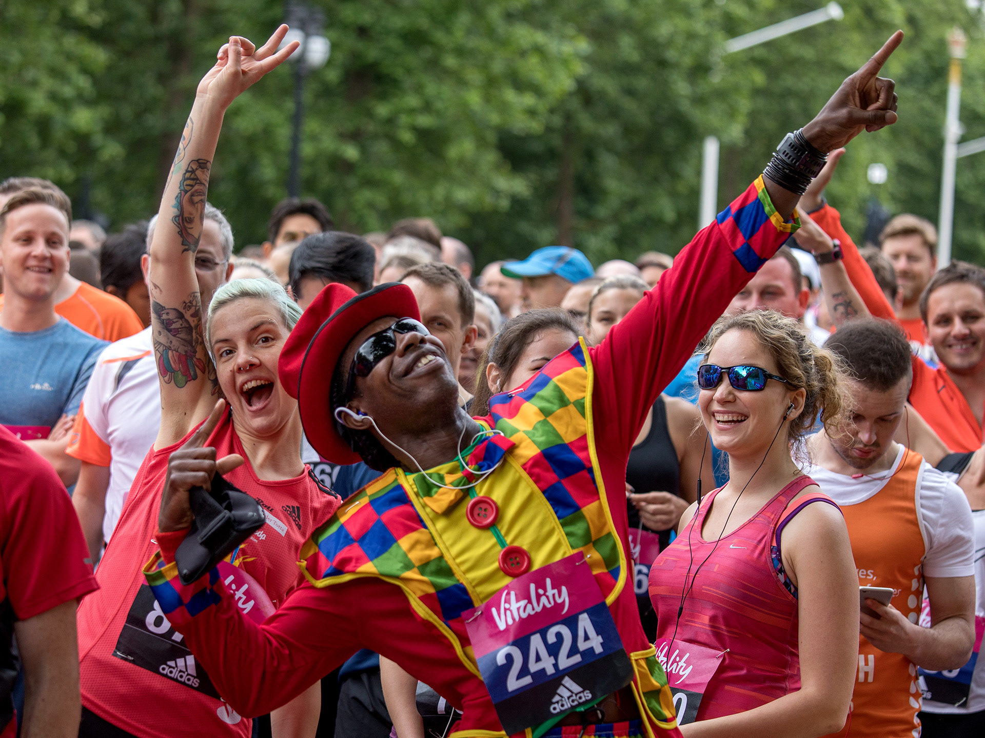 Runners prepare to set of for the Vitality London 10,000 on The Mall, London