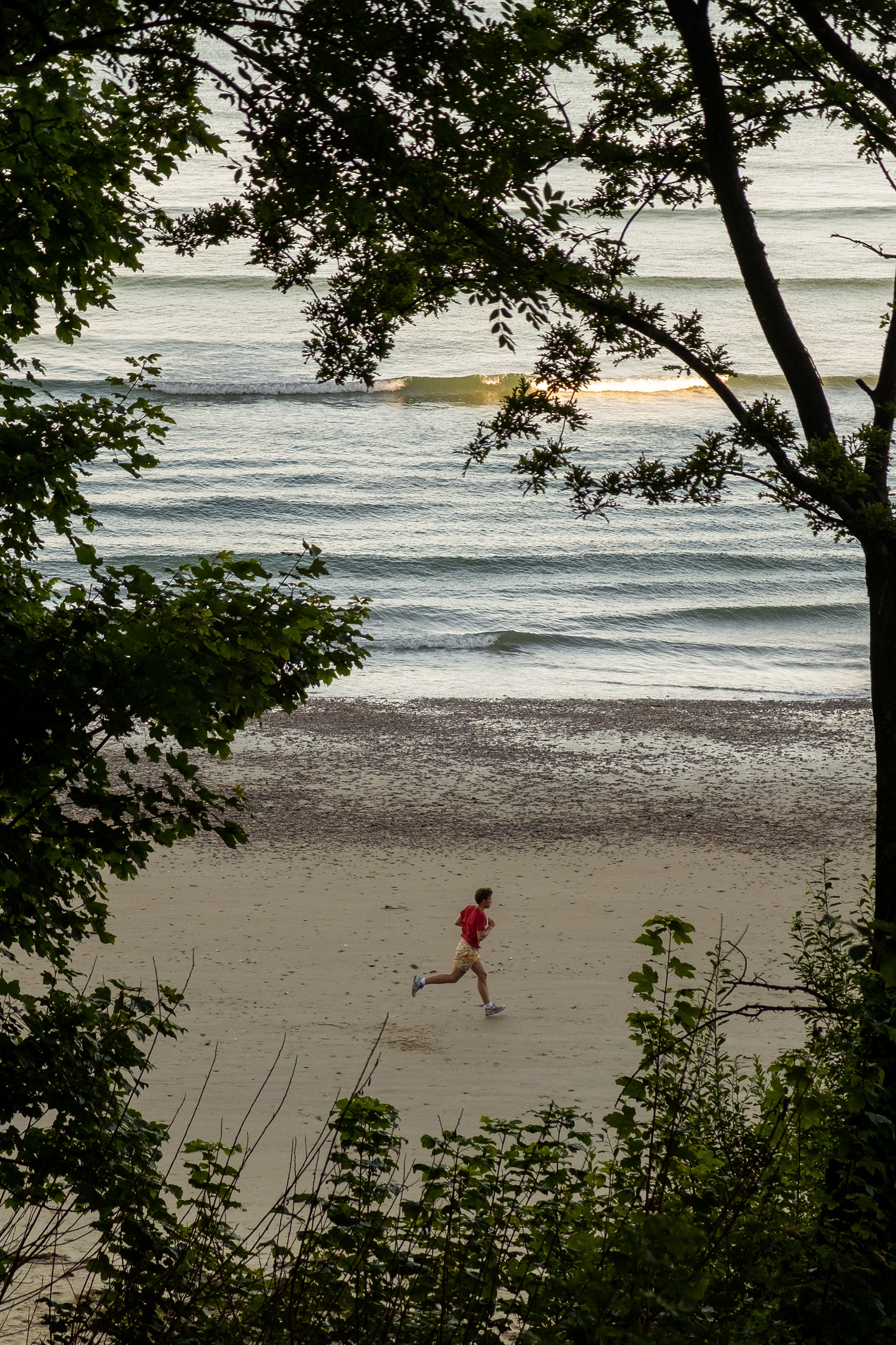 Early morning jogger at Priory Bay, Isle of Wight