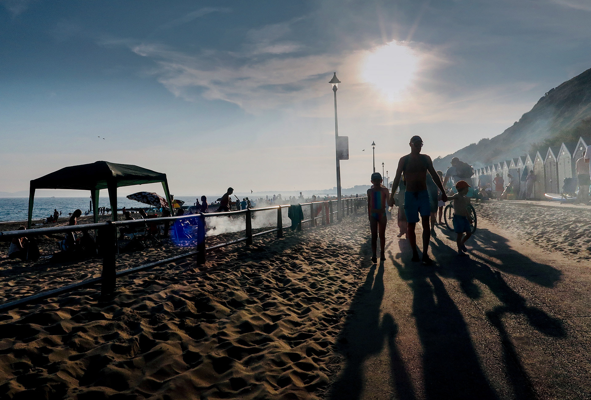 Dusk on the beach at Fisherman's Walk, Bournemouth