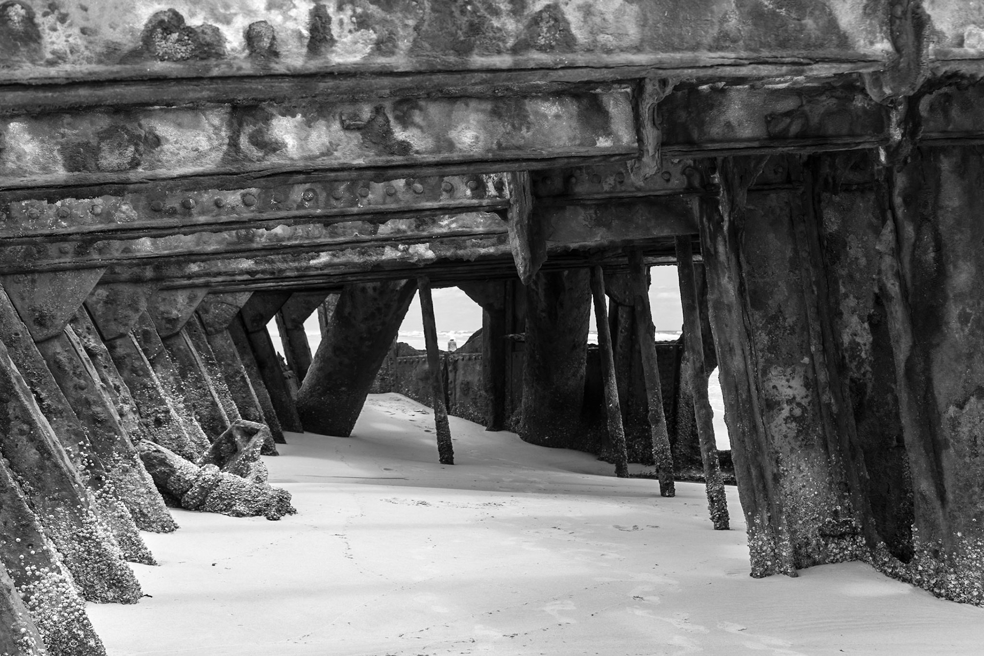 Remnants from the S.S. Maheno, wrecked on the beach in 1935.
