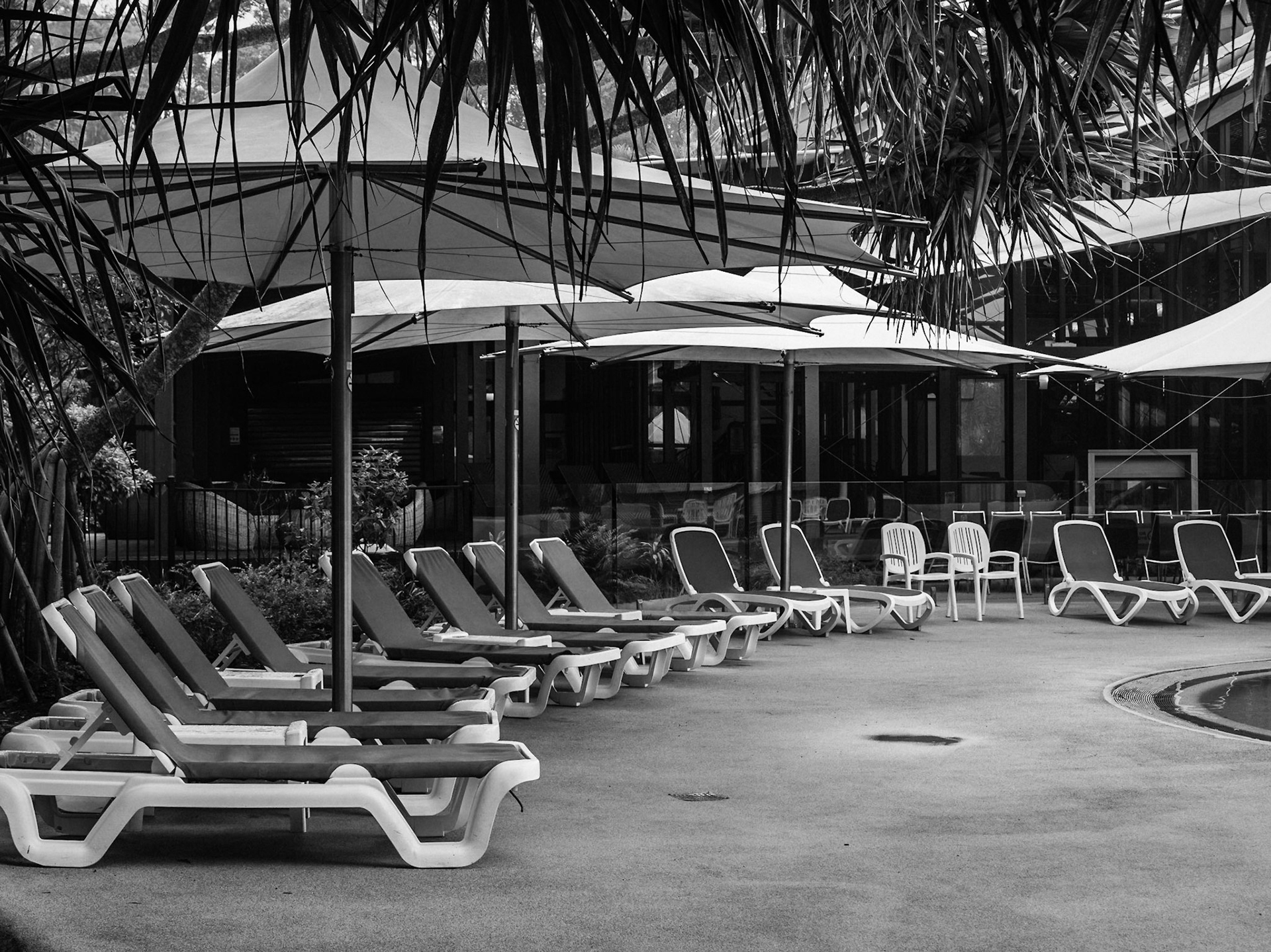 Around the resort's swimming pools.