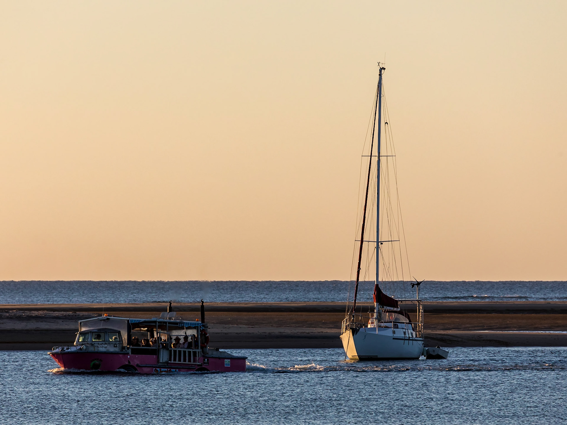 Watching the LARC cruise, Seventeen Seventy Beach