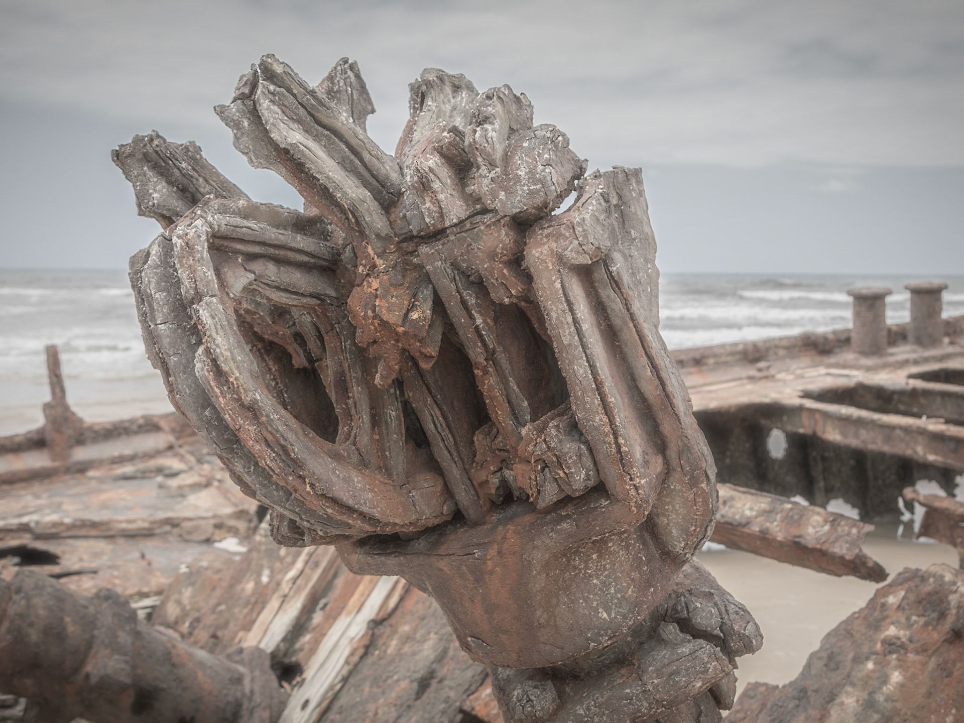 Remnants from the S.S. Maheno, wrecked on the beach in 1935.