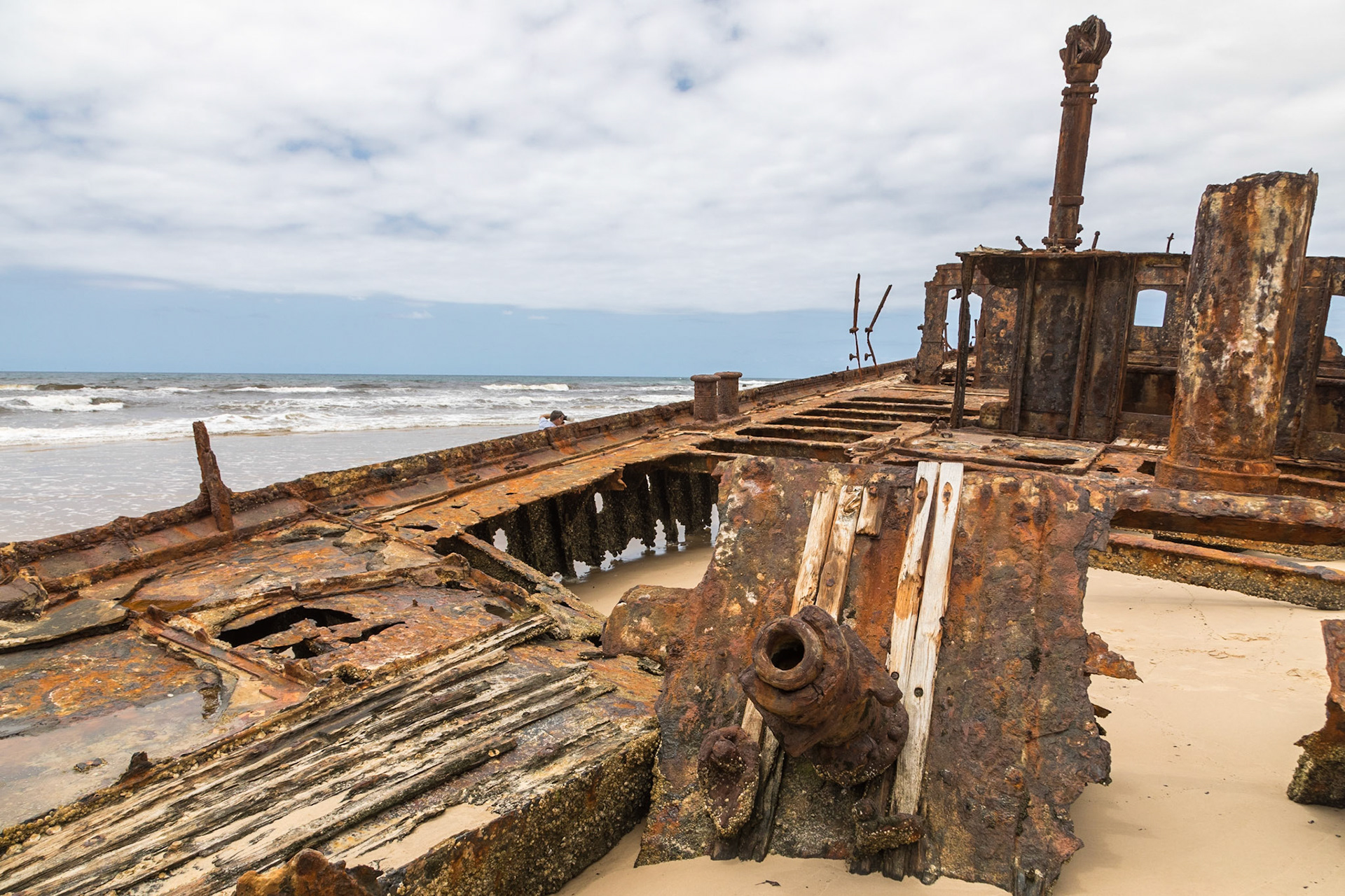 Remnants from the S.S. Maheno, wrecked on the beach in 1935.